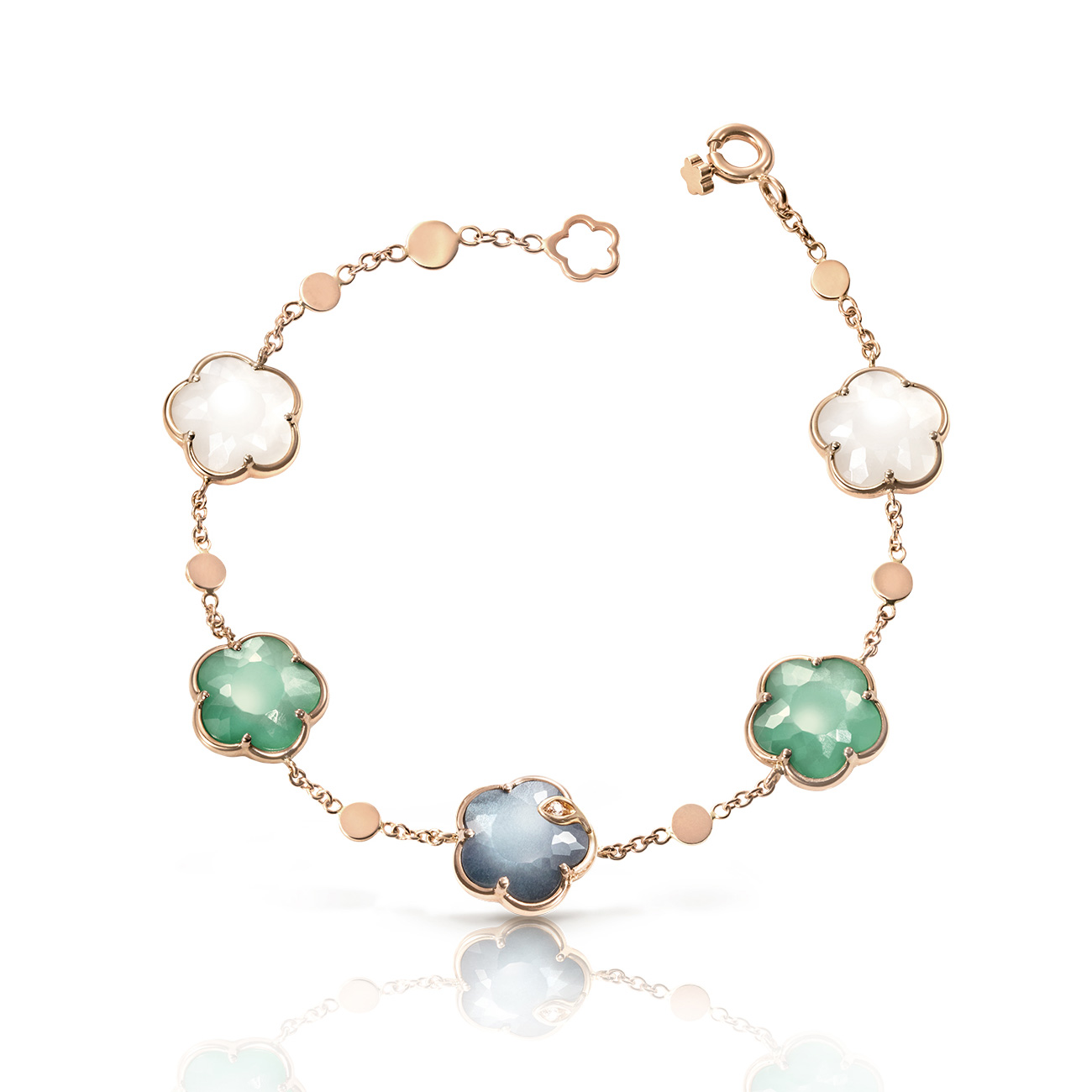 Pasquale Bruni Petit Joli Lunaire Bracelet in 18k Rose Gold with Pearl of the Moon Lunar Garden Lunar Night Blue and Diamonds 4750$
