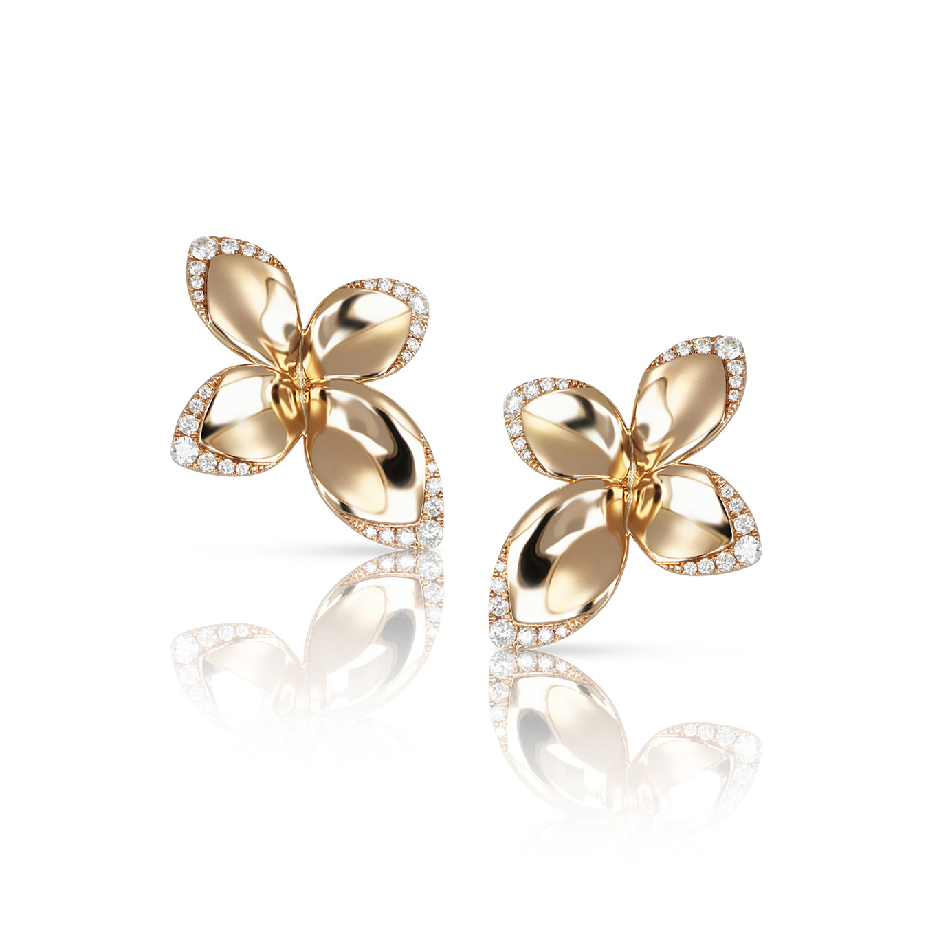 Pasquale Bruni Giardini Segreti Small Flower Earrings in 18k Rose Gold with Diamonds 10100$