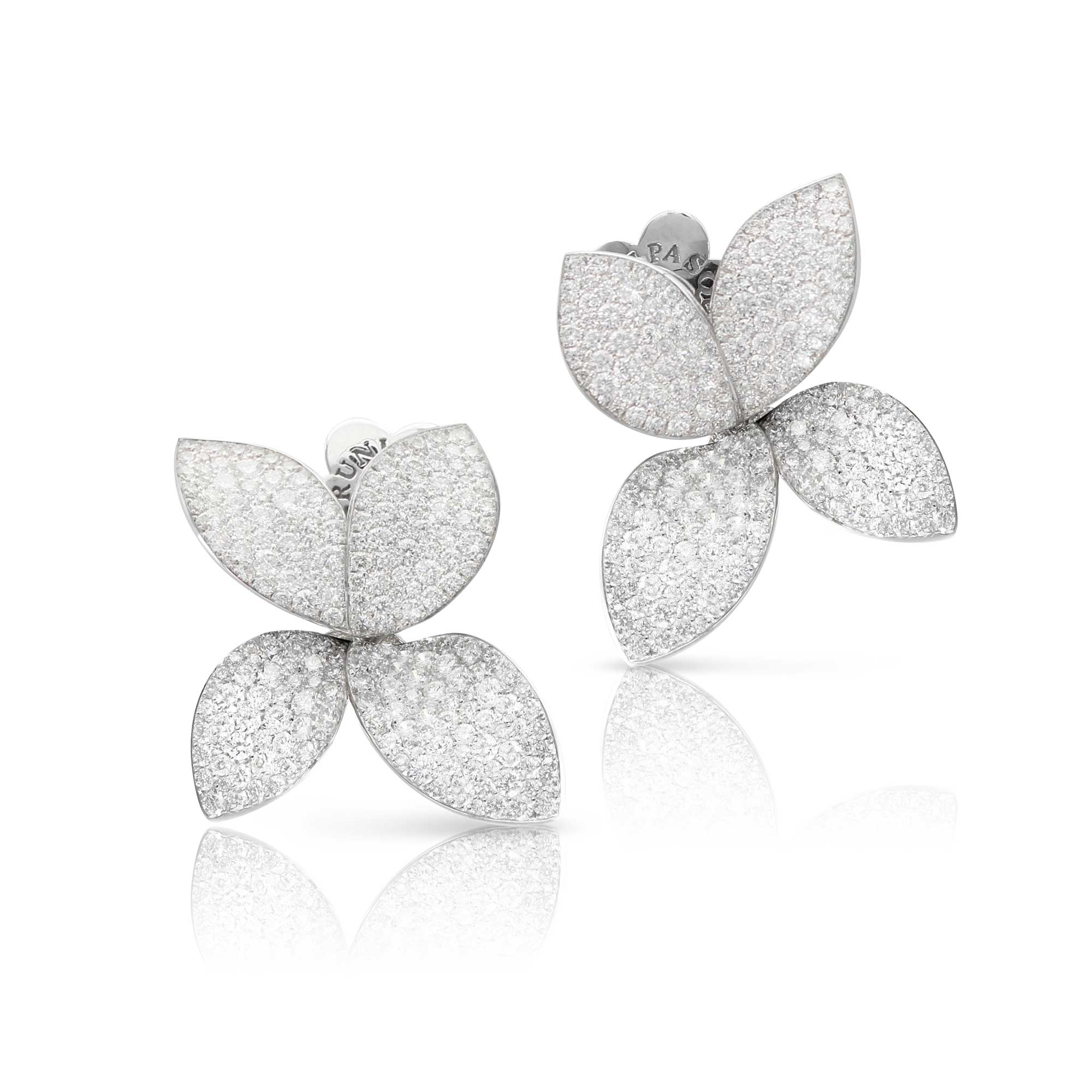 Pasquale Bruni  Giardini Segreti Medium Flower Earrings in 18k White Gold with Diamonds