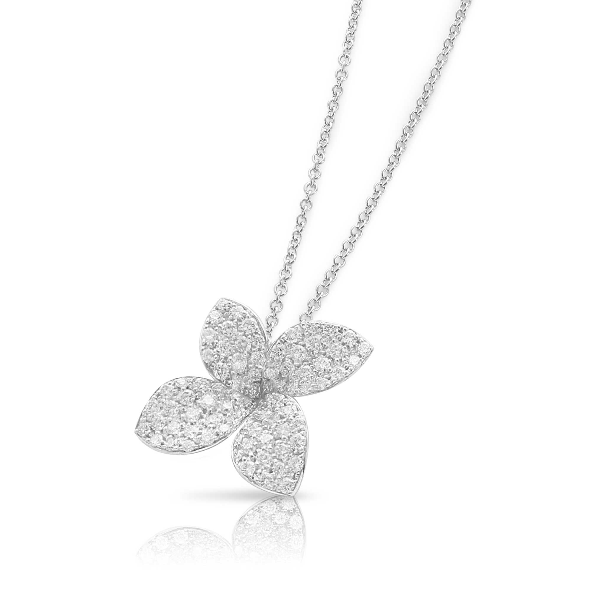 Pasquale Bruni  Petit Garden Necklace in 18k White Gold with Diamonds  Medium Flower