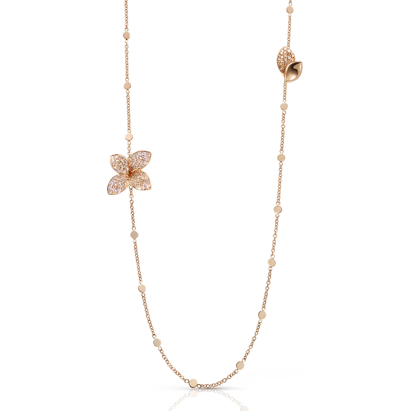 Pasquale Bruni  Giardini Segreti Opera Necklace in 18k Rose Gold with White and Champagne Diamonds