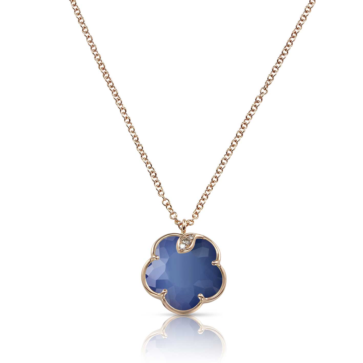 Pasquale Bruni  Petit Joli Necklace in 18k Rose Gold with Blue Moon  White and Champagne Diamonds