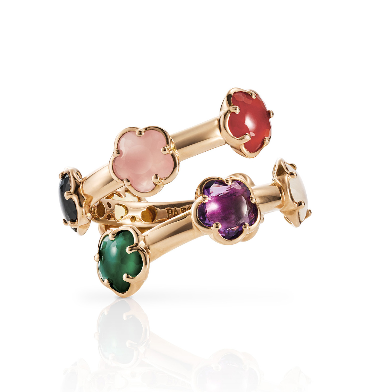 Pasquale Bruni Women's  Figlia Dei Fiori Contrarie Ring in 18k Rose Gold with Mixed Gems - Size 7