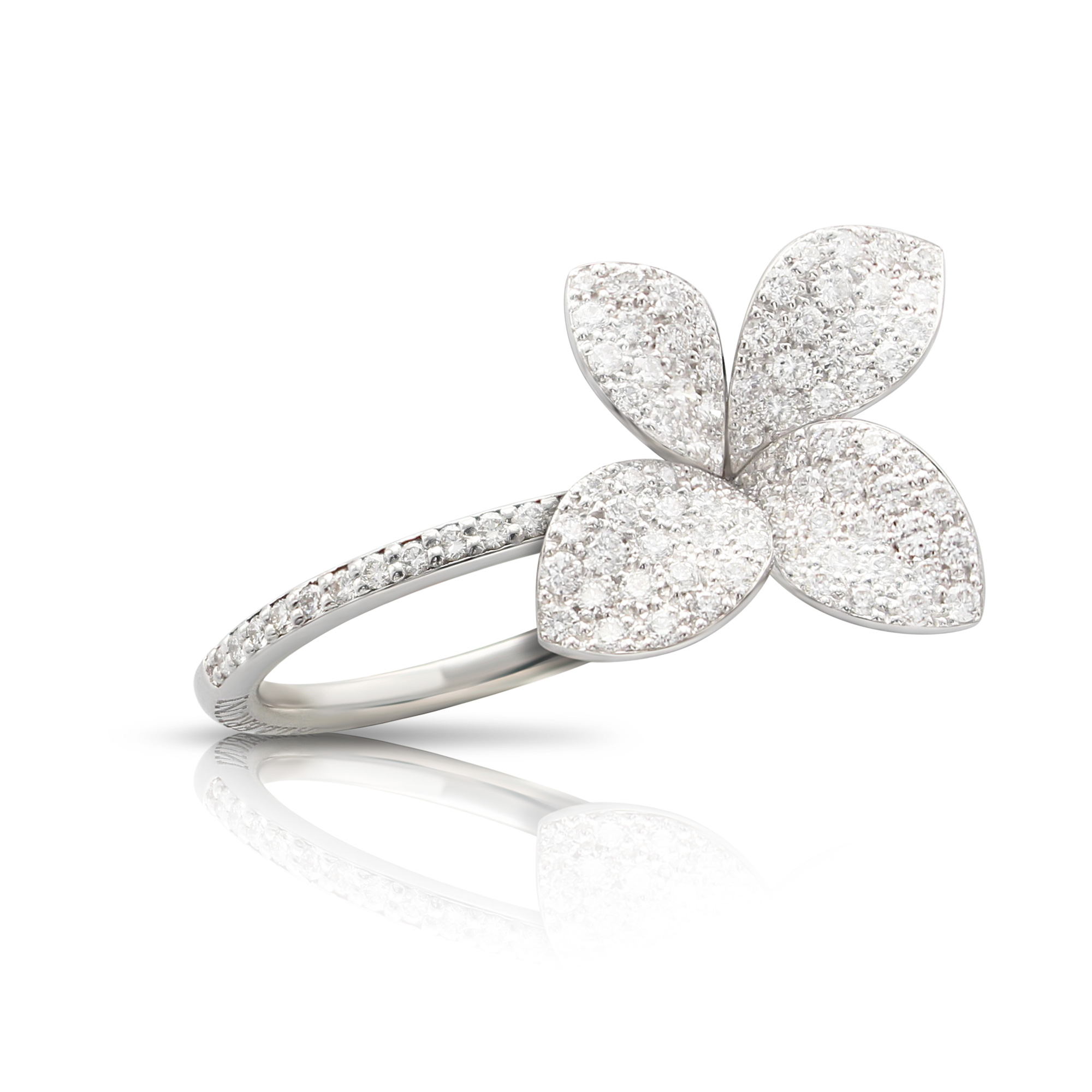 Pasquale Bruni Women's  Petit Garden Ring in 18k White Gold with Diamonds  Medium Flower - Size 7