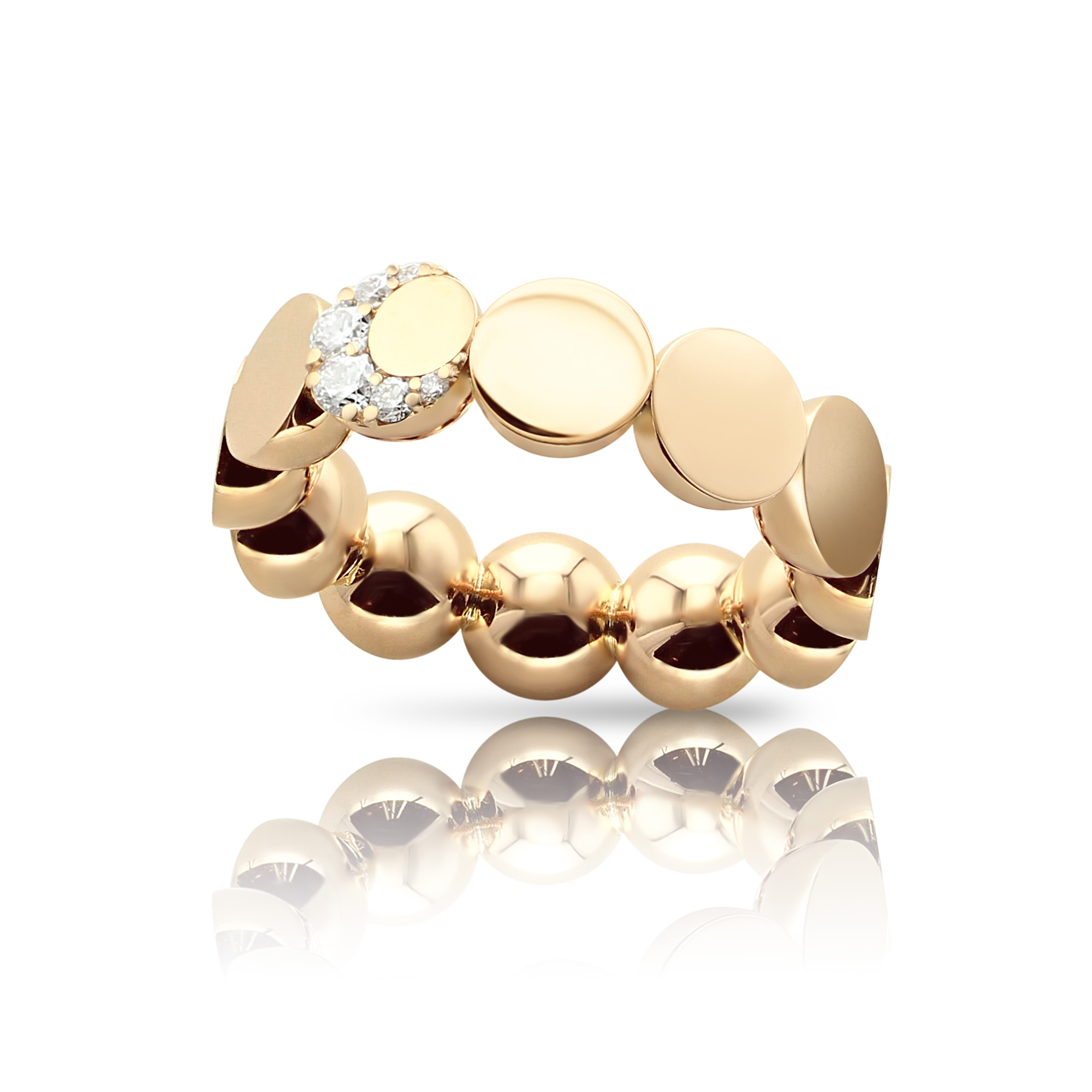 Pasquale Bruni Womens Luce Half Moon Medium Ring in 18k Rose Gold with Diamonds - Size 7 5100$