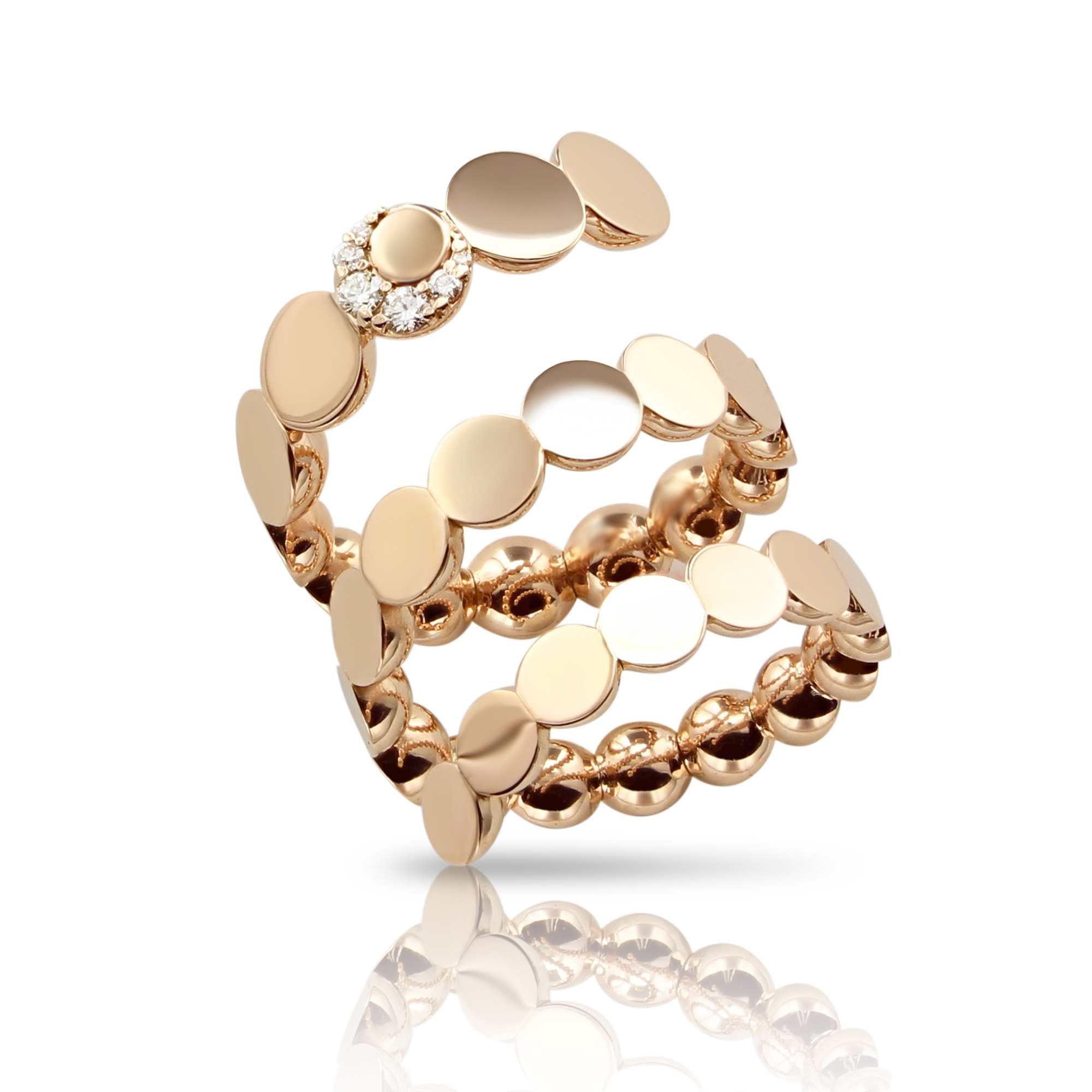 Pasquale Bruni Womens Luce Half Three Twist Ring in 18k Rose Gold with Diamonds - Size 7 7550$