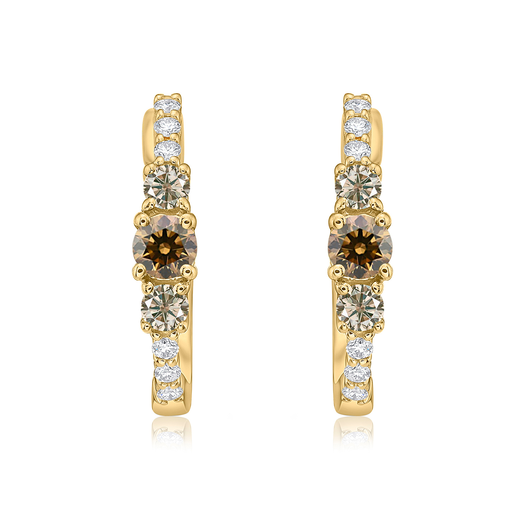 Desert Diamonds  1/2ctw 10k Yellow Gold Hoop Earrings