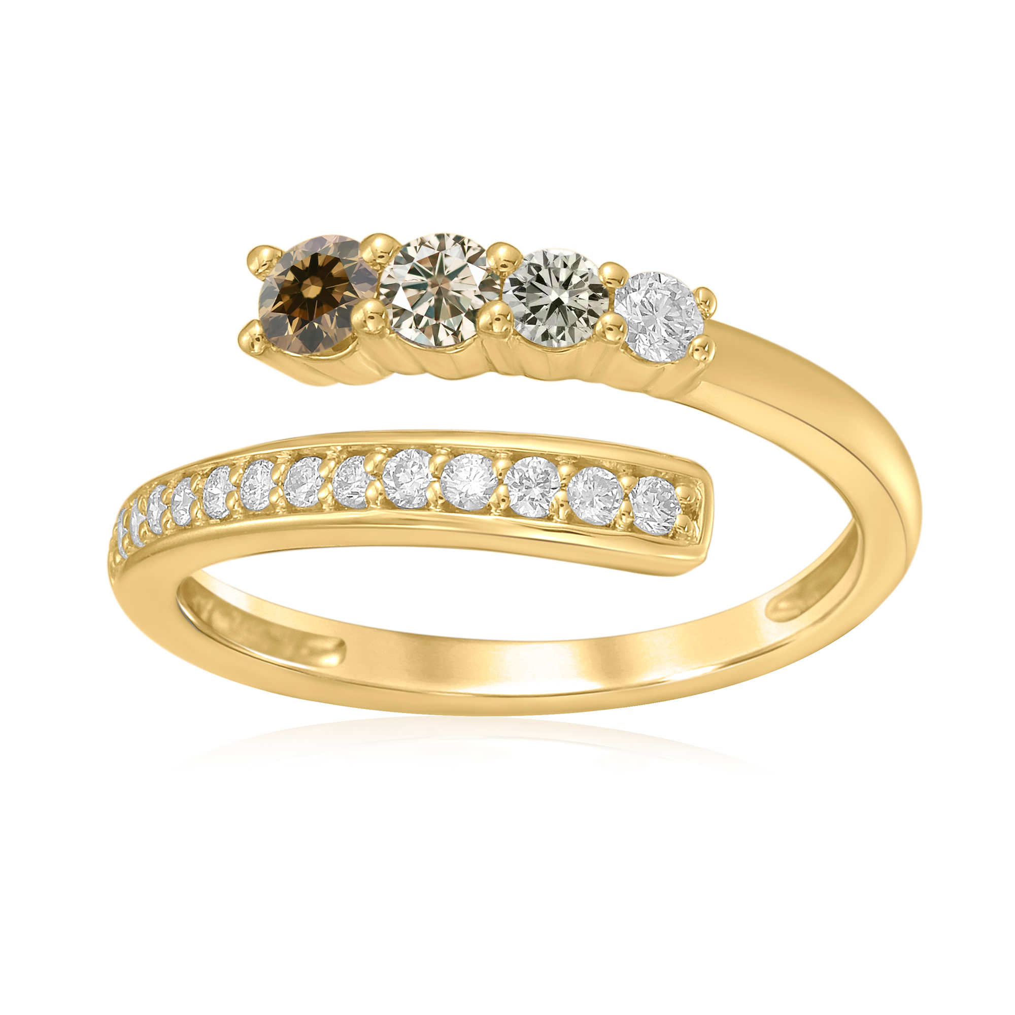 Desert Diamonds Women's  1/2ctw 10k Yellow Gold Bypass Ring  Ring Size 8