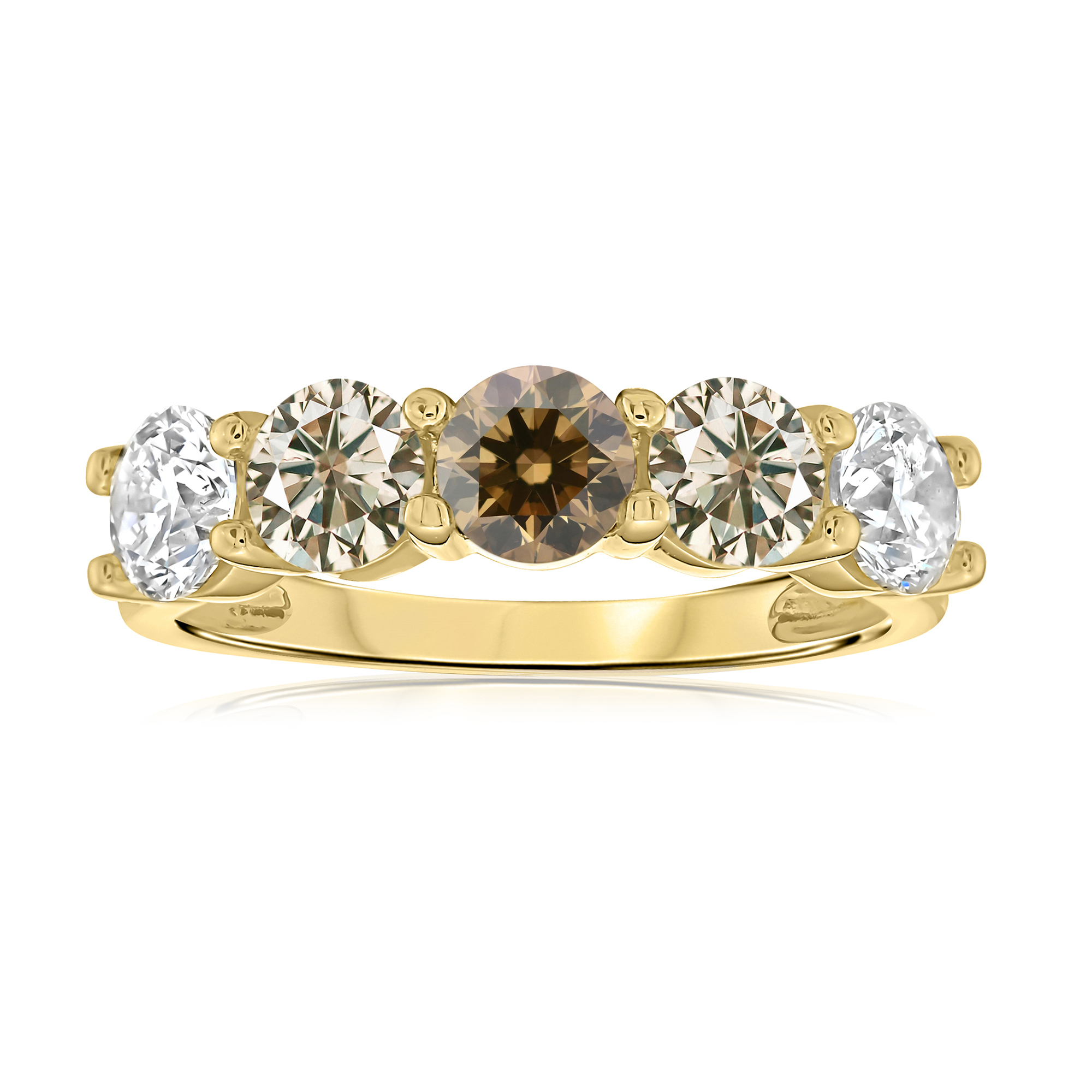 Desert Diamonds Women's  2ctw Five-Stone 10k Yellow Gold Ring  Ring Size 6.5