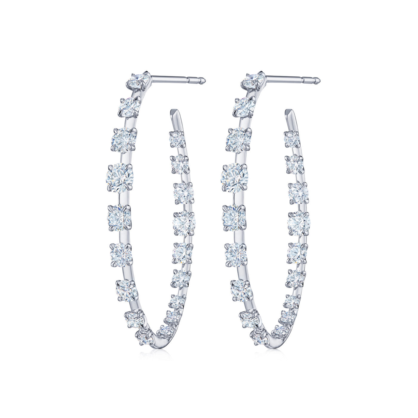Kwiat  Starry Night 3 5/8ctw Diamond 18k White Gold Large Hoop Earrings
