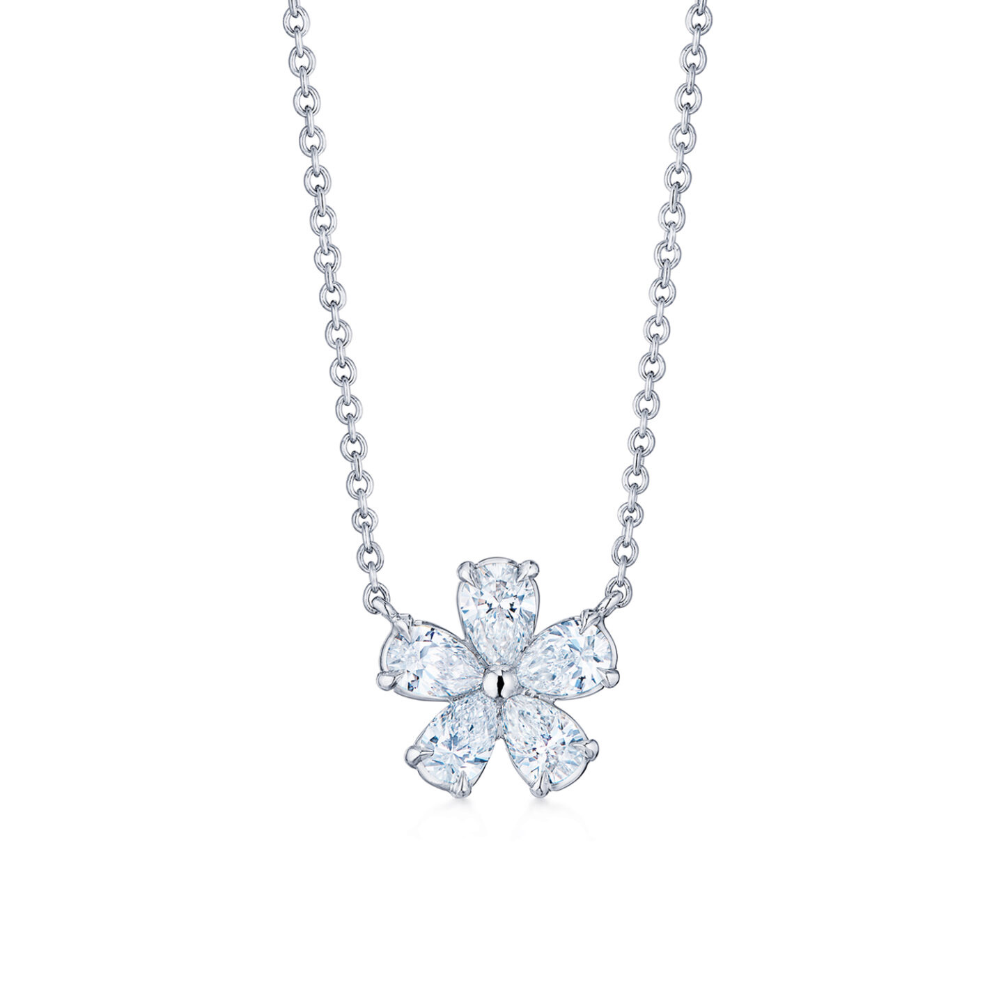 Kwiat  Cluster 3/4ctw Pear Diamond Platinum Floral Pendant Necklace