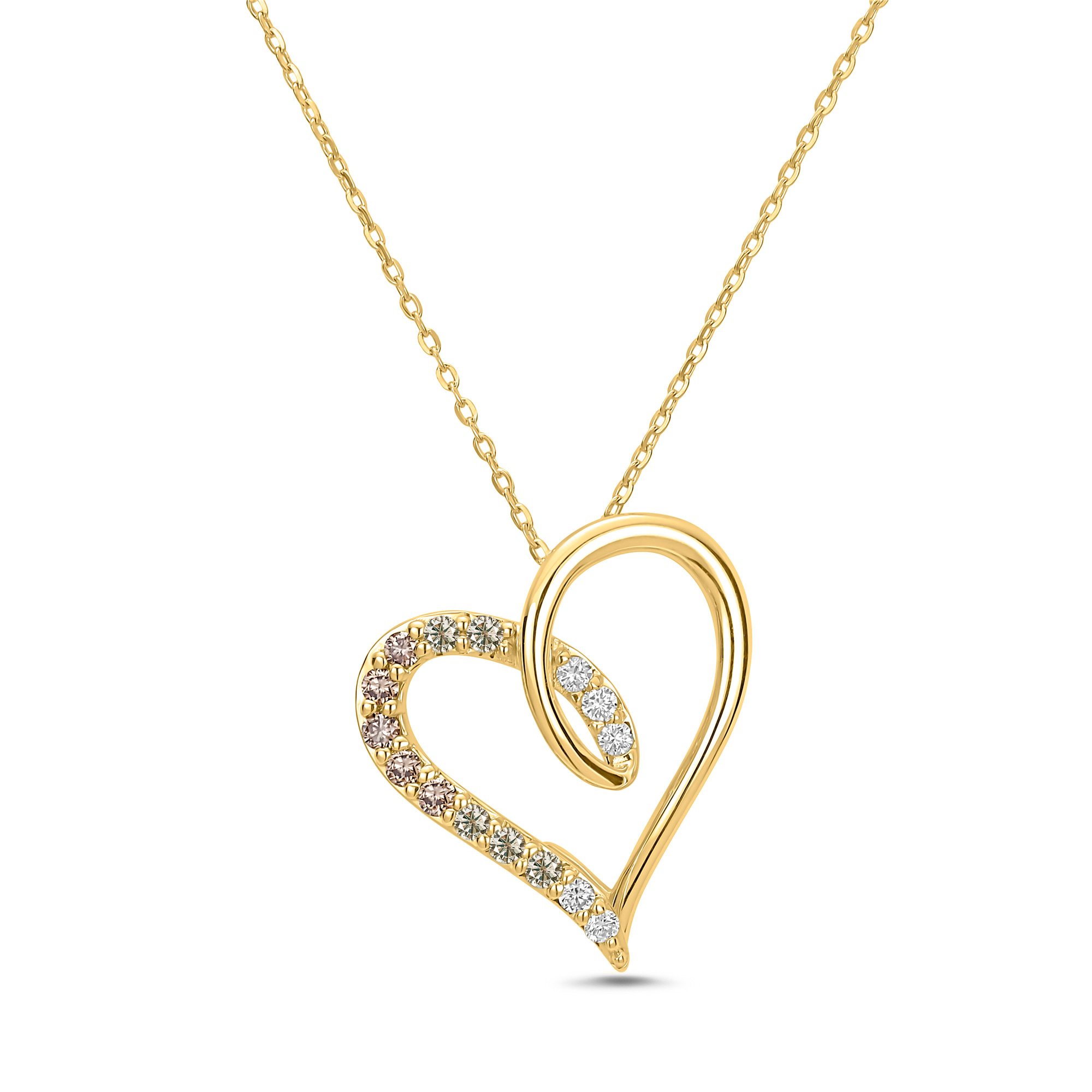 Desert Diamonds  1/4ctw Ombre 10k Yellow Gold Heart Pendant Necklace