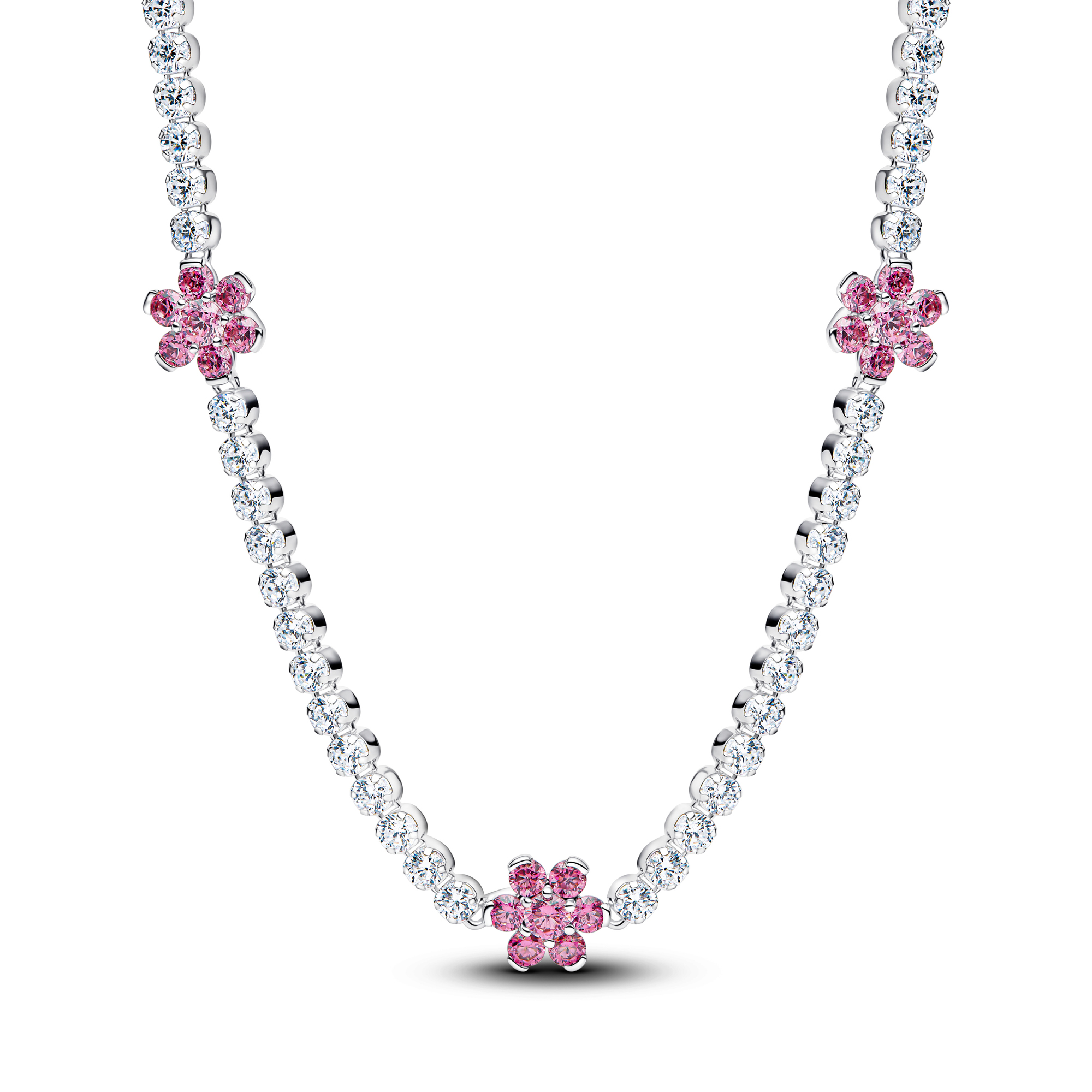 Pandora  Pink Flower Tennis Necklace