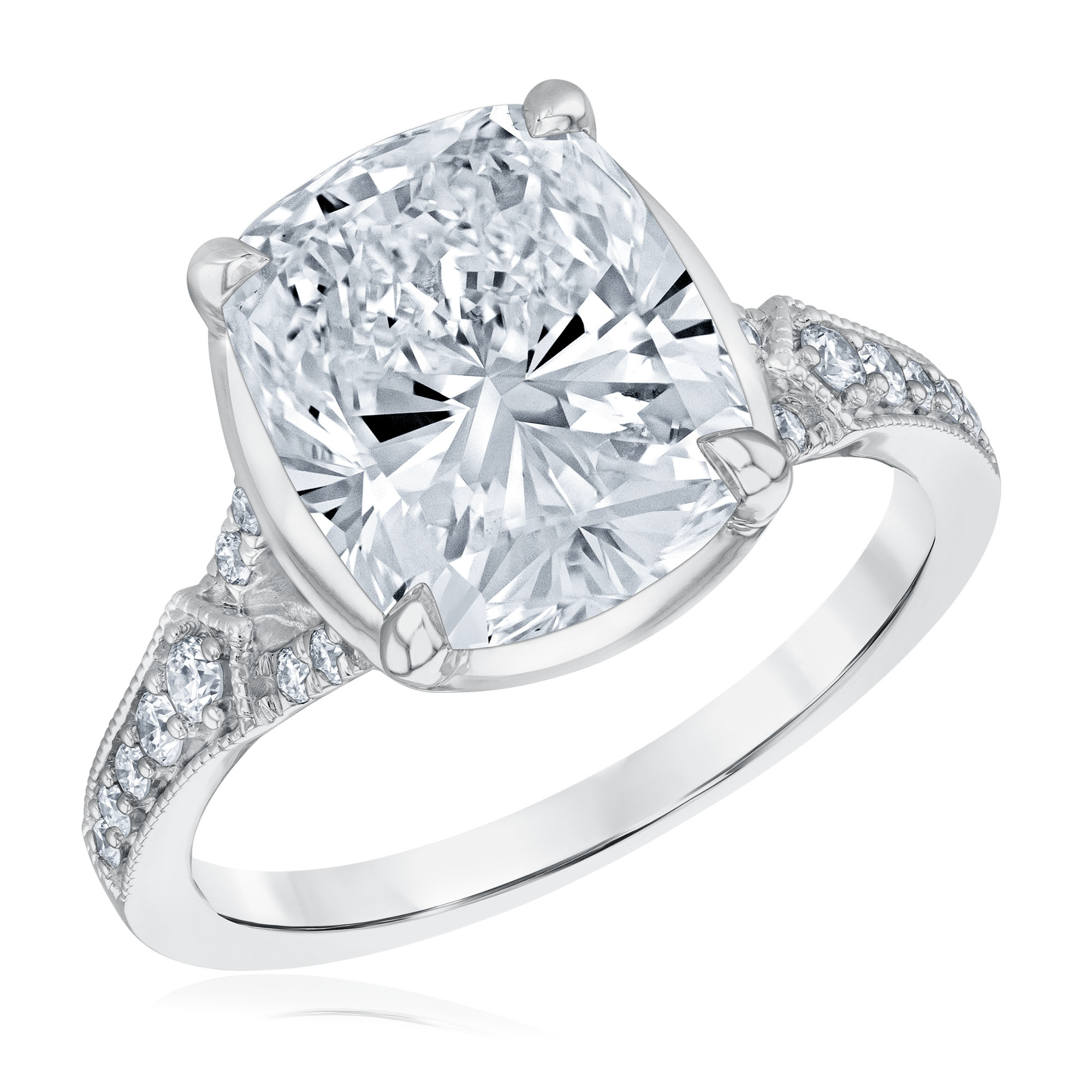 REEDS Women's Downton Abbey 5 1/3Ctw Elongated Cushion Lab Grown Diamond 14K White Gold Engagement Ring - Lady Edith  Ring Size 8
