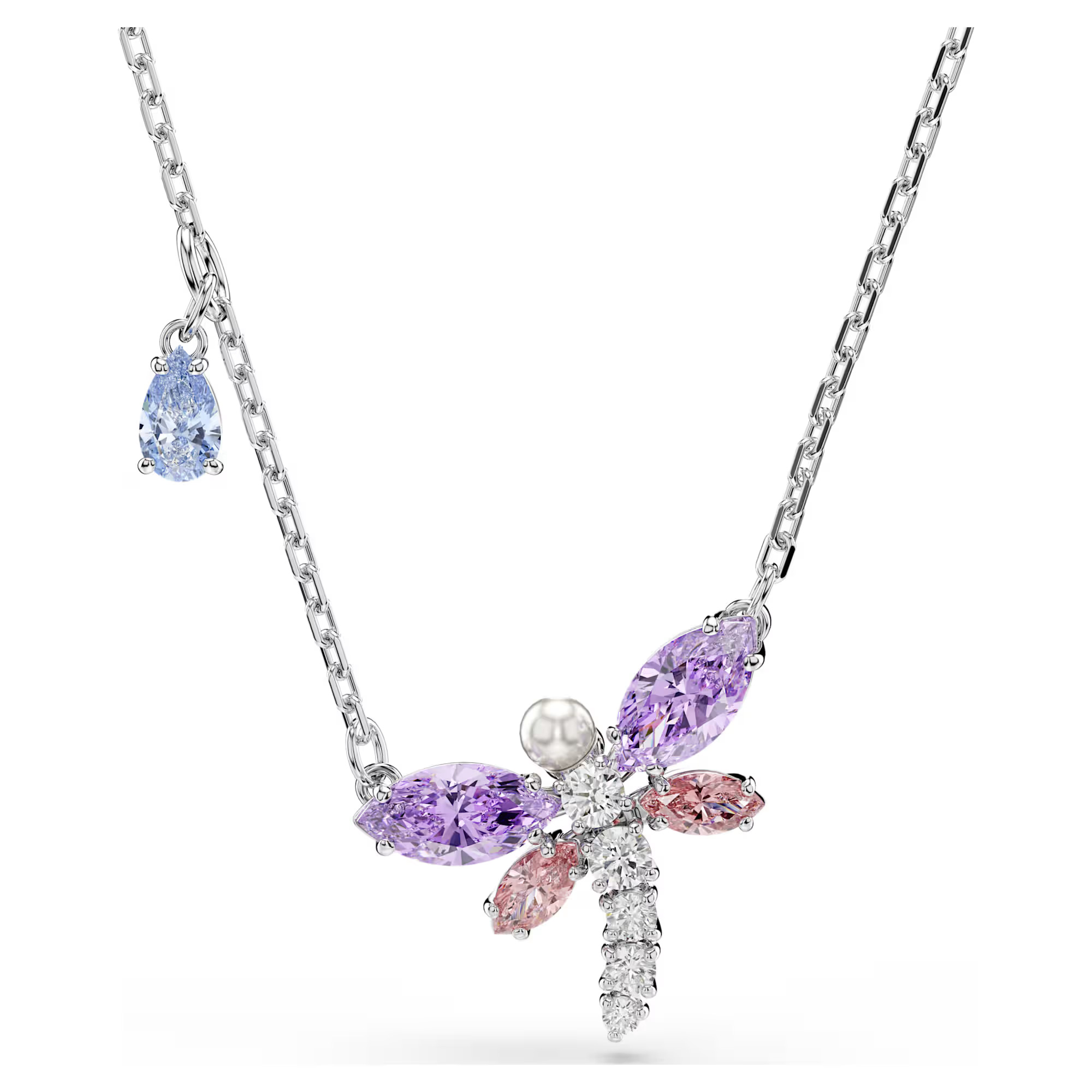Swarovski Jewelry Ariana Grande x Swarovski Multicolored Crystal and Zirconia Dragonfly Pendant Necklace Rhodium-Plated
