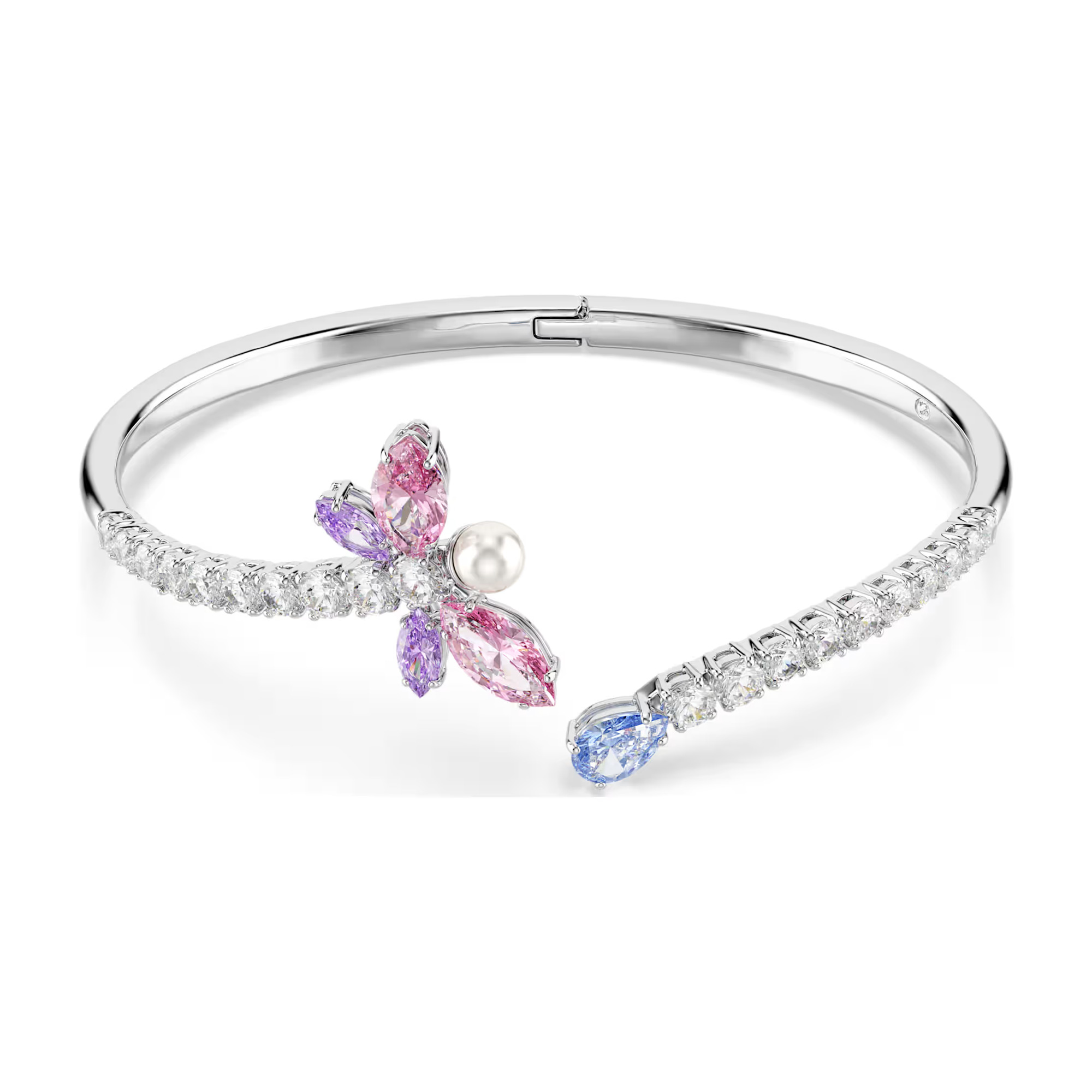 Swarovski Jewelry Ariana Grande x Swarovski Multicolored Crystal and Zirconia Dragonfly Bangle Bracelet Rhodium-Plated 219$