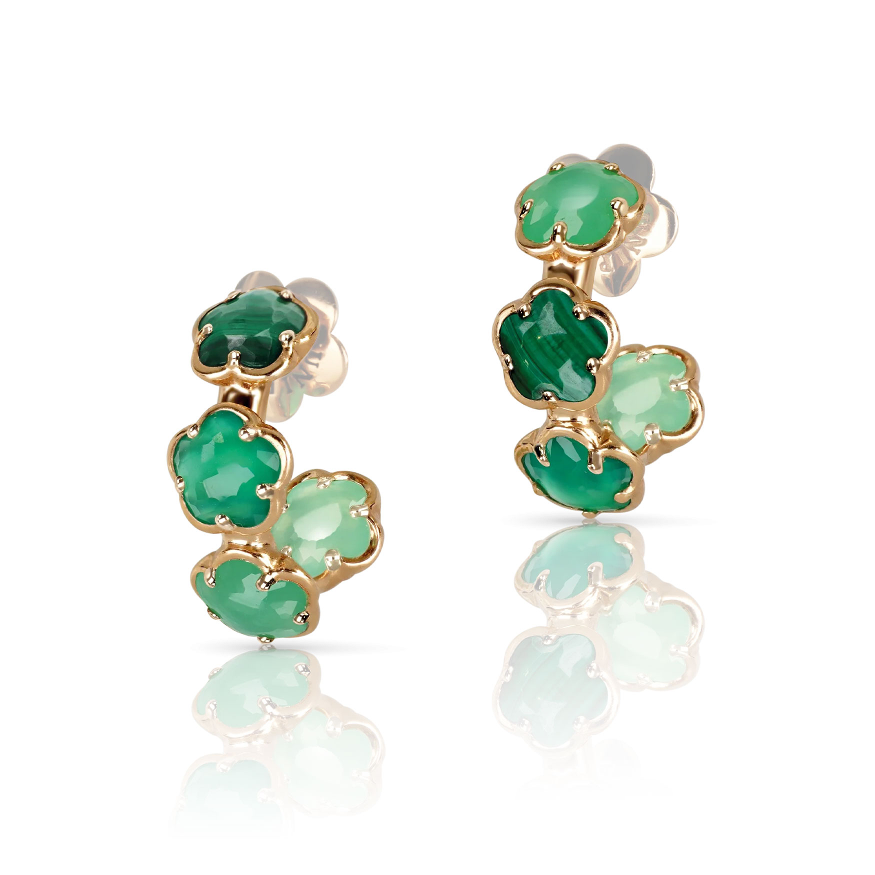 Pasquale Bruni  Figlia Dei Fiori Hoop Earrings in 18k Rose Gold with Green Agate  Malachite  Chrysoprase