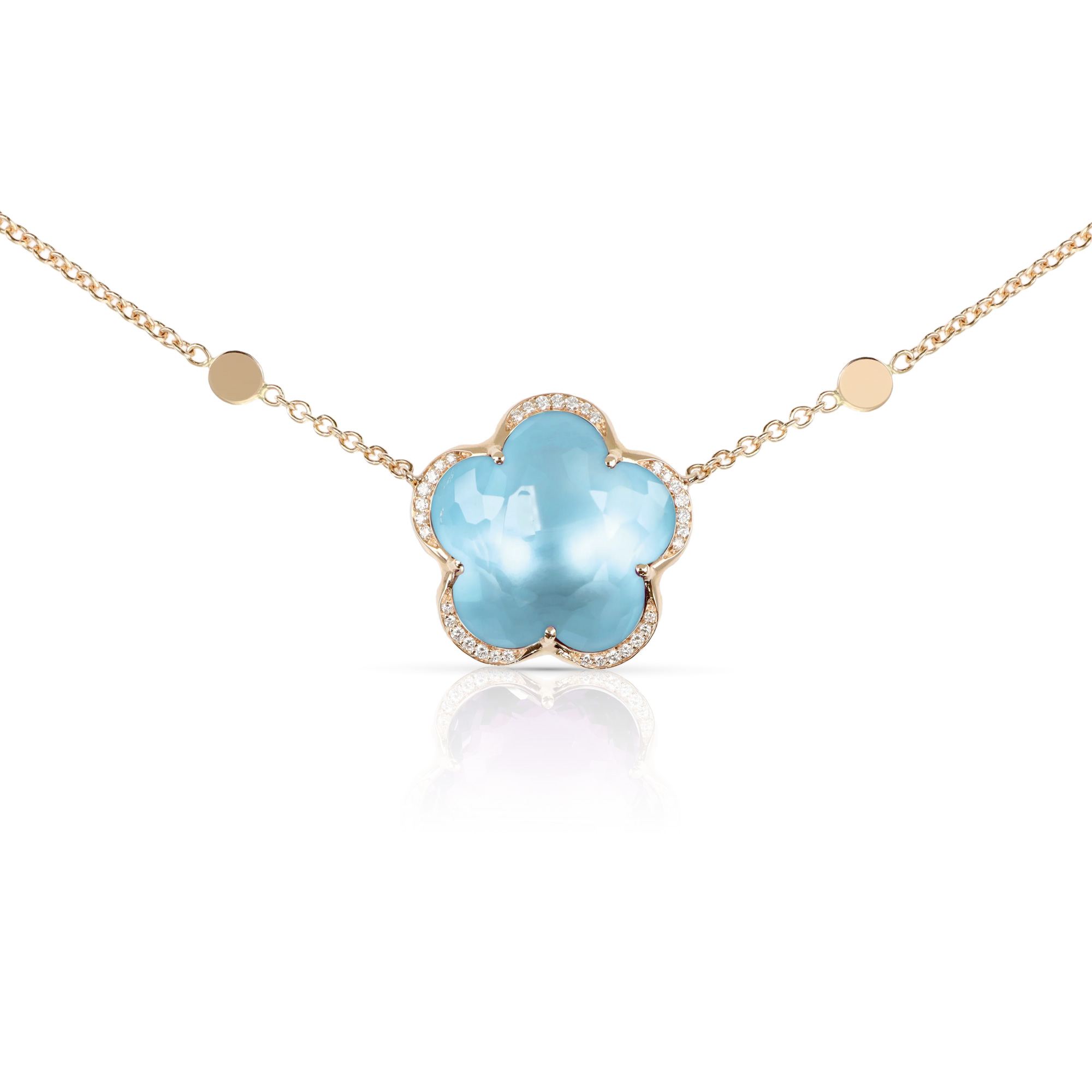 Pasquale Bruni  Bon Ton Necklace in 18k Rose Gold with Venus Blue Topaz and Diamonds