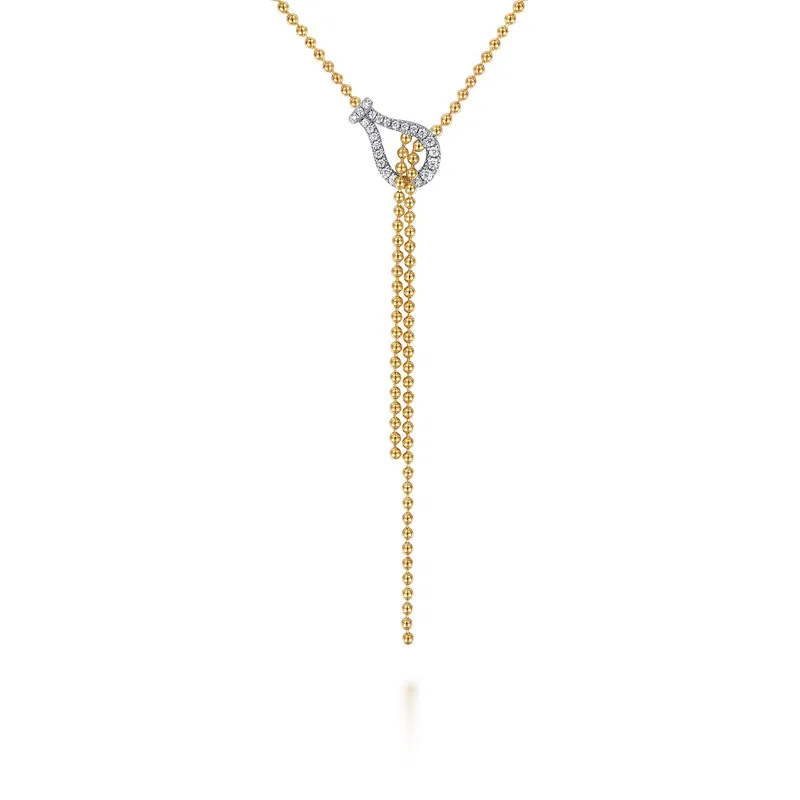 Gabriel & Co.  1/3ctw Diamond 14k Two-Tone Gold Bujukan Stirrup Y Necklace