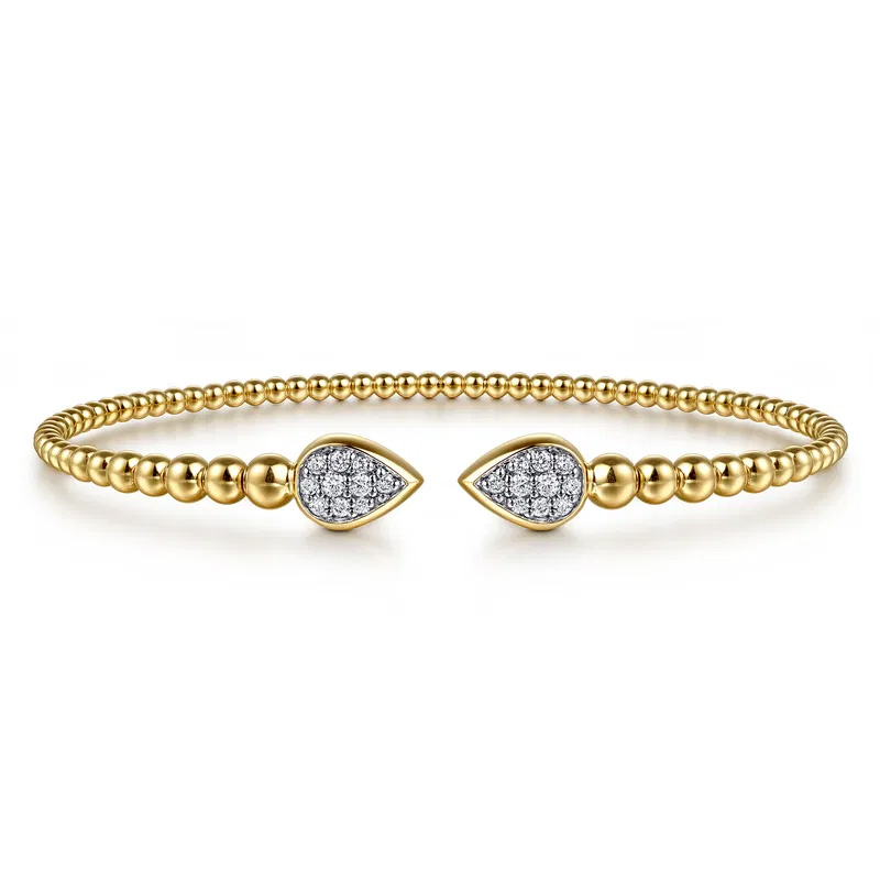 Gabriel Co 14ctw Diamond Pave 14k Yellow Gold Bujukan Split Bangle Bracelet 2875$