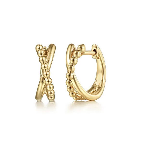 Gabriel & Co.  14k Yellow Gold Bujukan Cross-Over Huggie Hoop Earrings