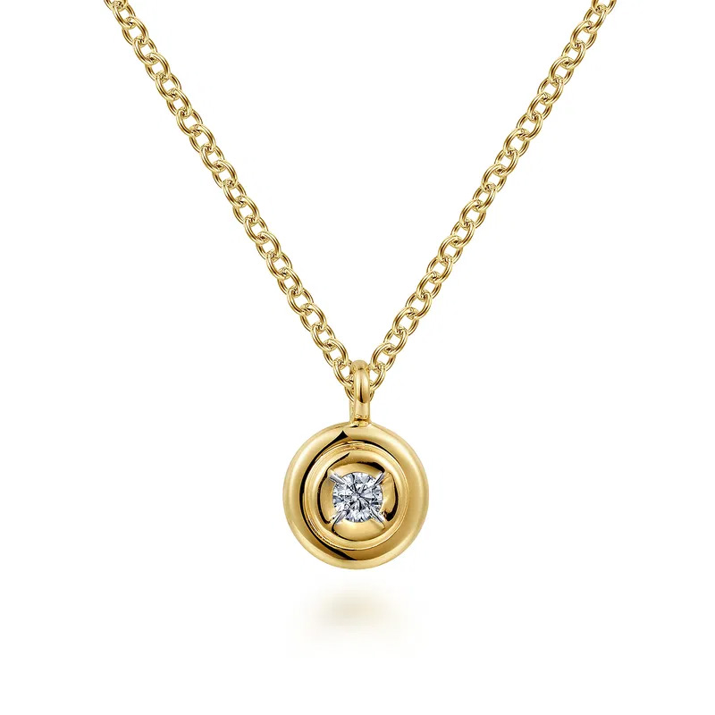 Gabriel & Co.  1/20ct Round Diamond 14k Yellow Gold Pendant Necklace