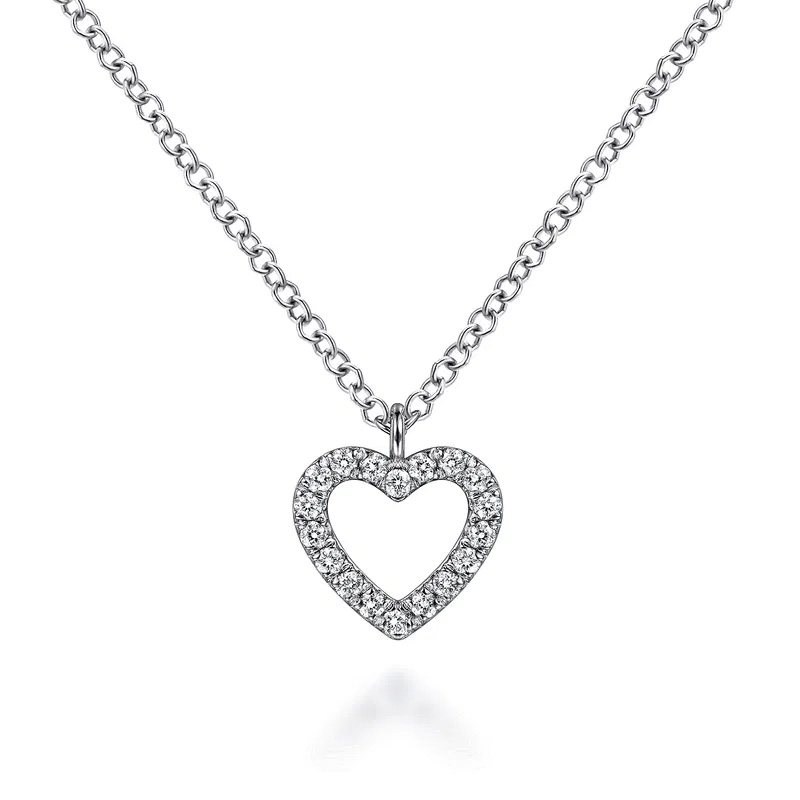 Gabriel & Co.  1/10ctw Diamond 14k White Gold Heart Pendant Necklace