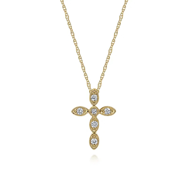 Gabriel Co 110ctw Diamond 14k Yellow Gold Lusso Cross Pendant Necklace 1000$