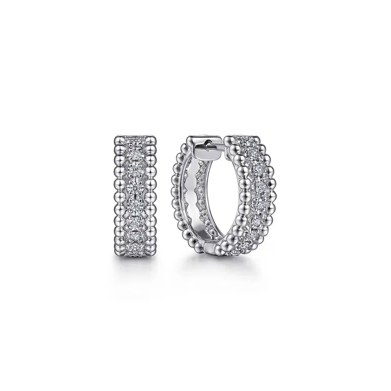 Gabriel Co White Sapphire Sterling Silver Bujukan Huggie Earrings 13mm 340$