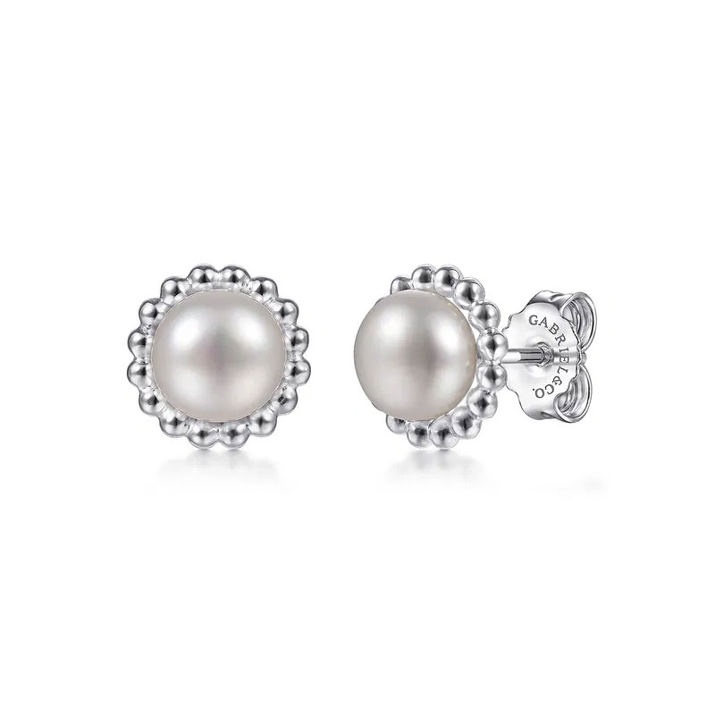 Gabriel & Co.  Freshwater Cultured Pearl Sterling Silver Bujukan Stud Earrings