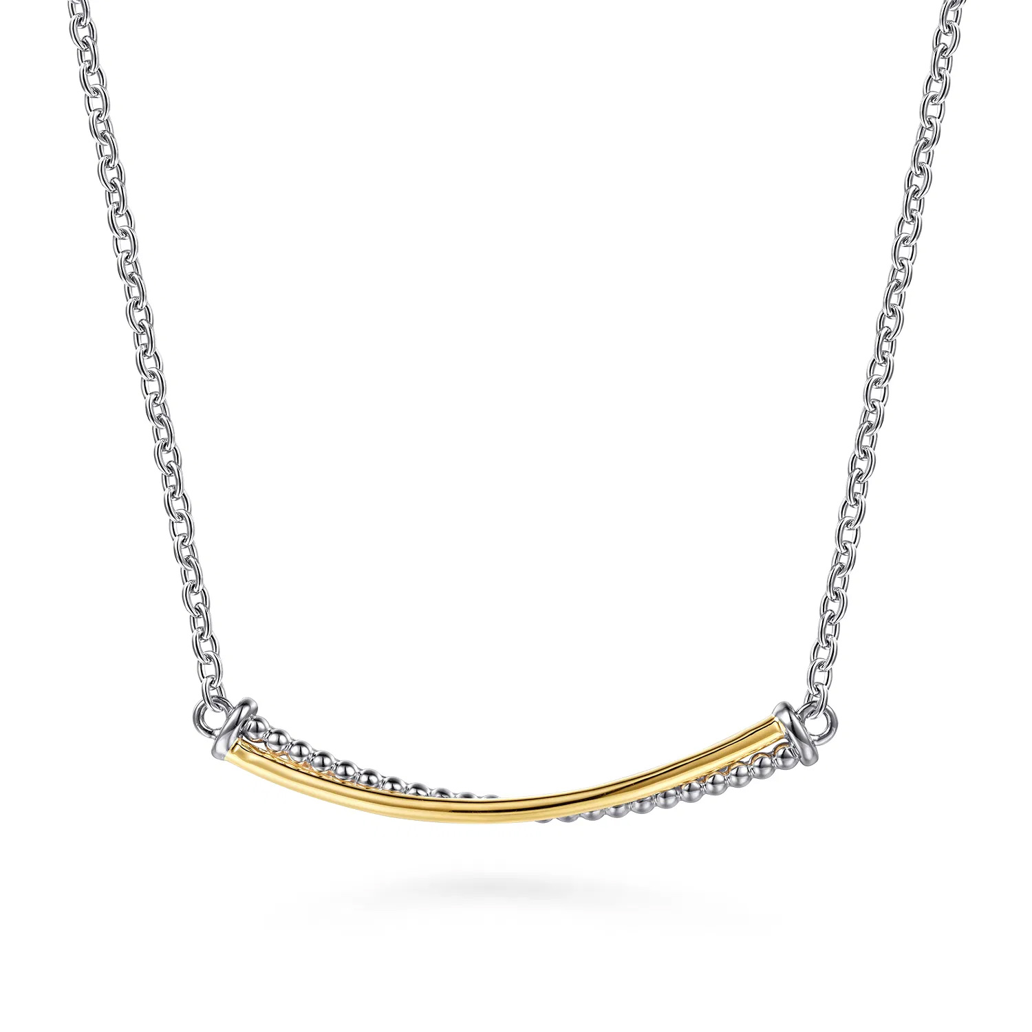 Gabriel Co Sterling Silver and 14k Yellow Gold Bujukan Criss Cross Bar Necklace 875$