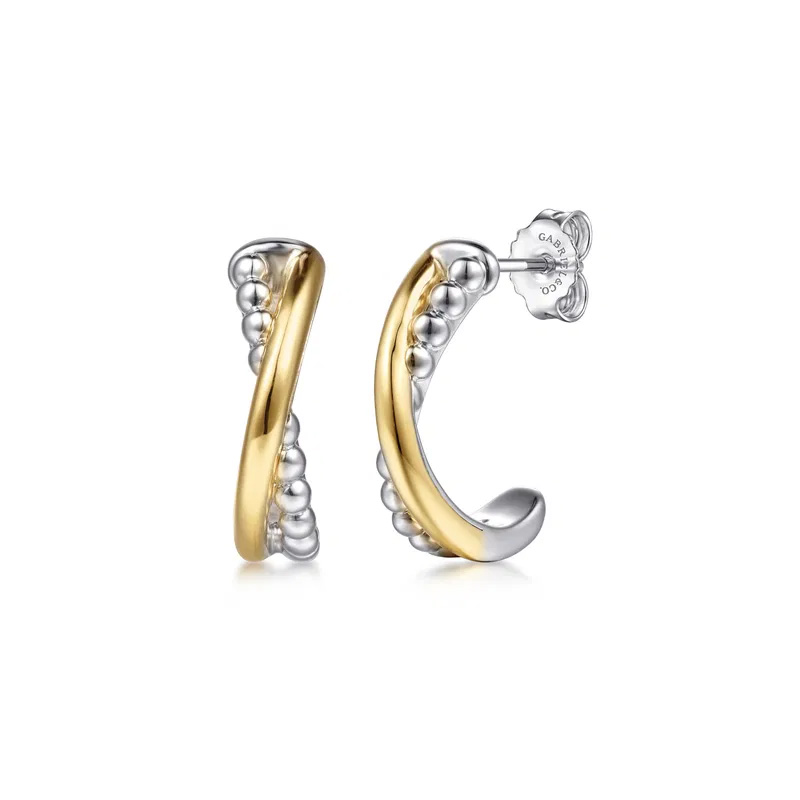 Gabriel & Co.  Sterling Silver and 14k Yellow Gold Bujukan J Hoop Earrings  20mm