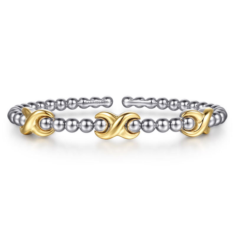 Gabriel Co Sterling Silver and 14k Yellow Gold Bujukan Station Bangle 1400$