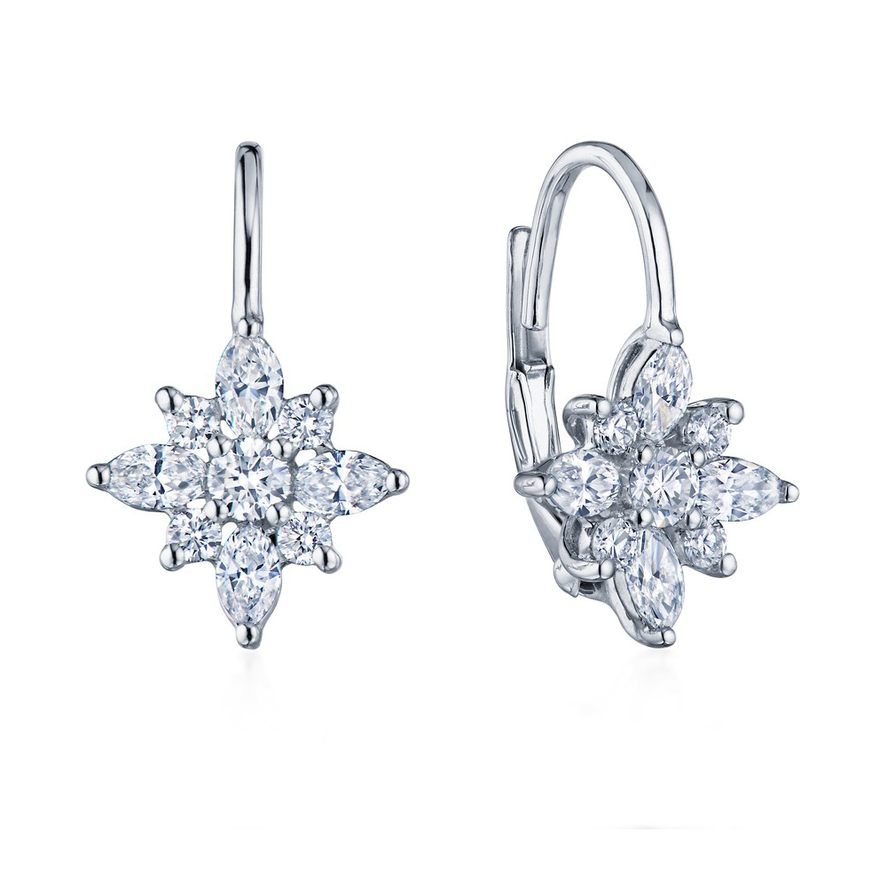 Kwiat  Star 7/8ctw Diamond Platinum and 18k White Gold Drop Earrings