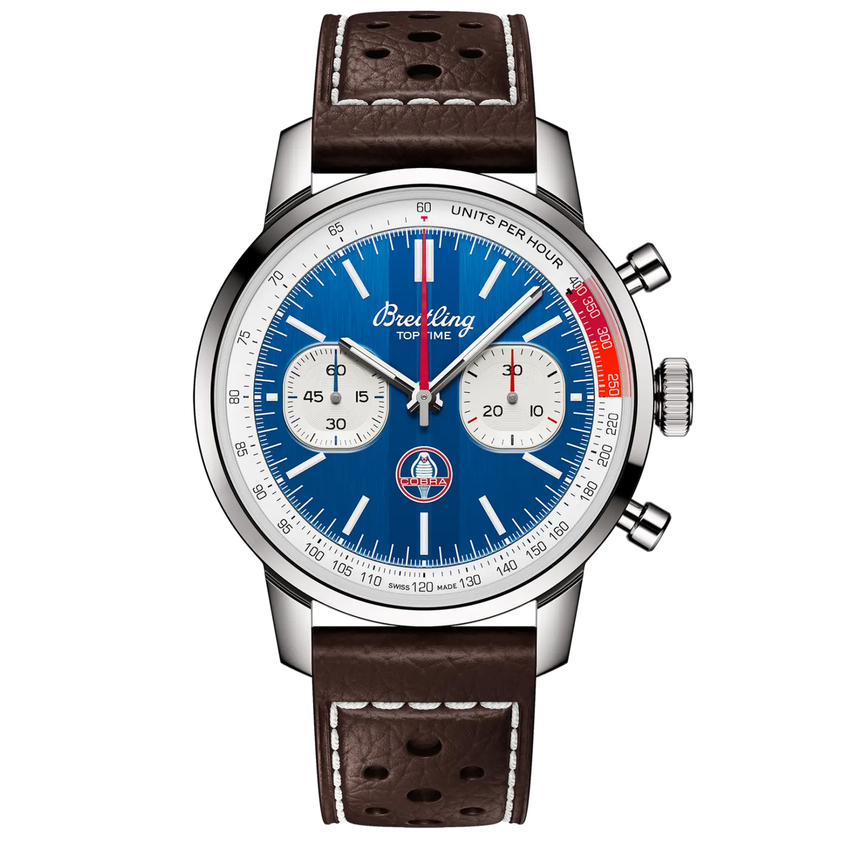Breitling PreOwned Previously Owned Breitling Top Time B01 Shelby Cobra Brown Leather Strap Watch 41mm  AB01763A1C1X1