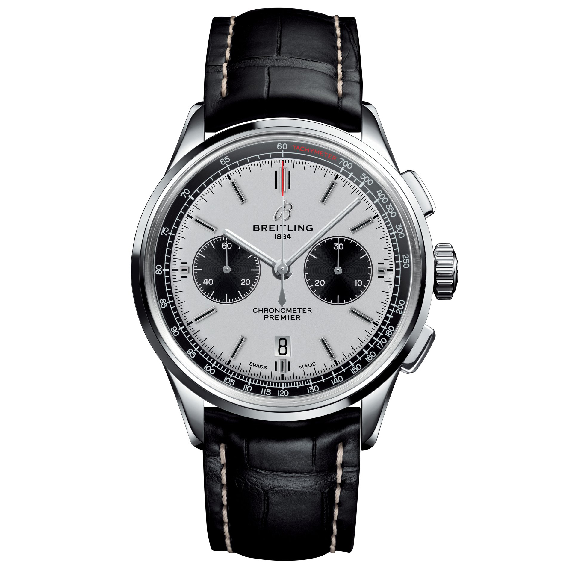 Breitling PreOwned Previously Owned Breitling Premier B01 Chronograph 42 Black Leather Strap Watch 42mm AB0118221G1P1 Breitling PreOwned Previously Owned Breitling Premier B01 Chronograph 42 Black Leather Strap Watch 42mm AB0118221G1P1