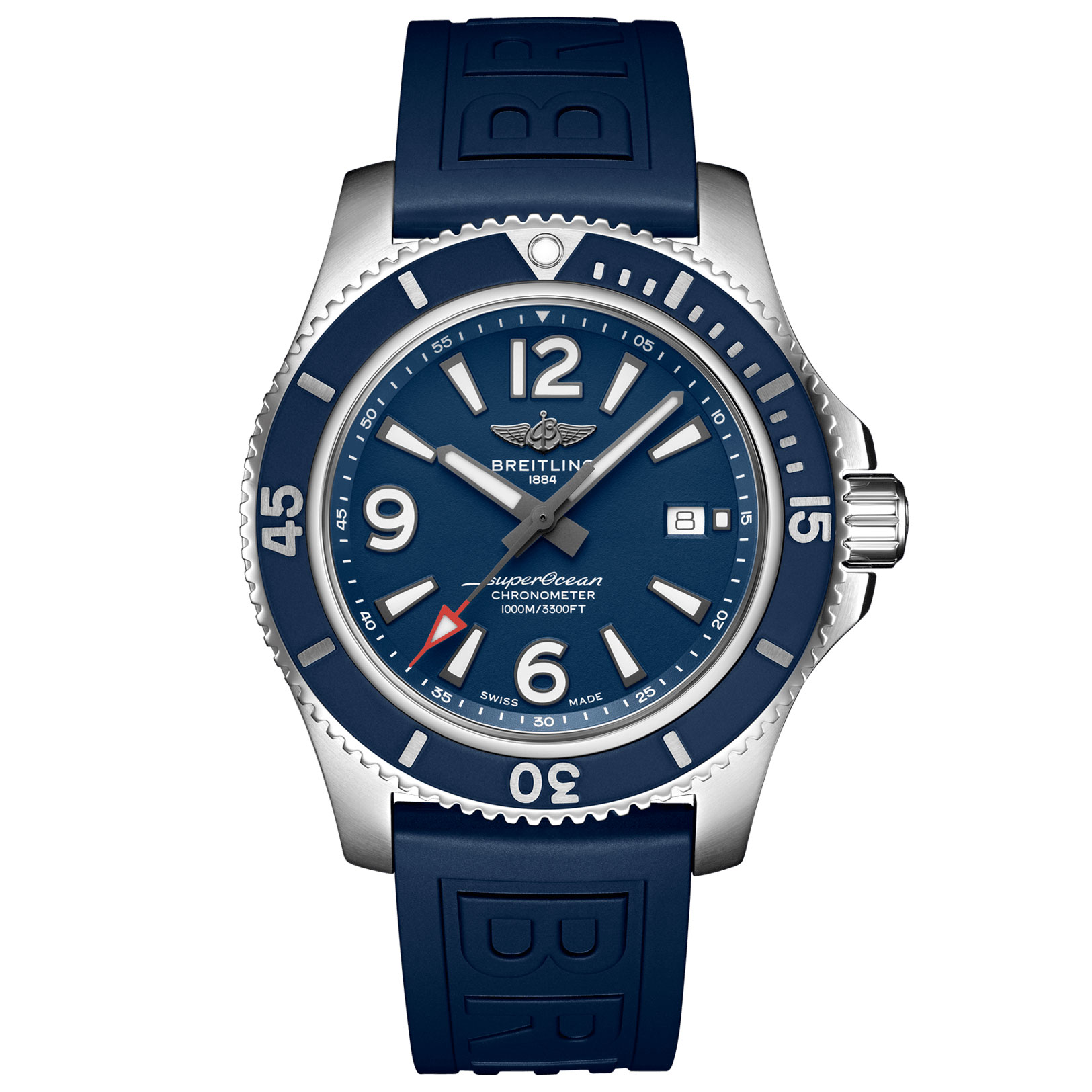 Breitling PreOwned Previously Owned Breitling Superocean Automatic 44 Blue Dial Rubber Strap Watch 44mm A17367D81C1S2 Breitling PreOwned Previously Owned Breitling Superocean Automatic 44 Blue Dial Rubber Strap Watch 44mm A17367D81C1S2