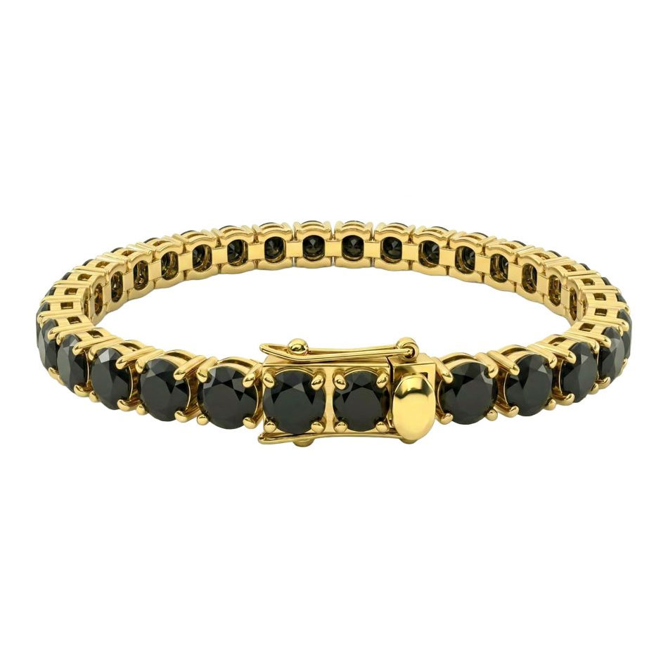 Inox  Black Spinel Gold Ion-Plated Stainless Steel Tennis Bracelet  6mm