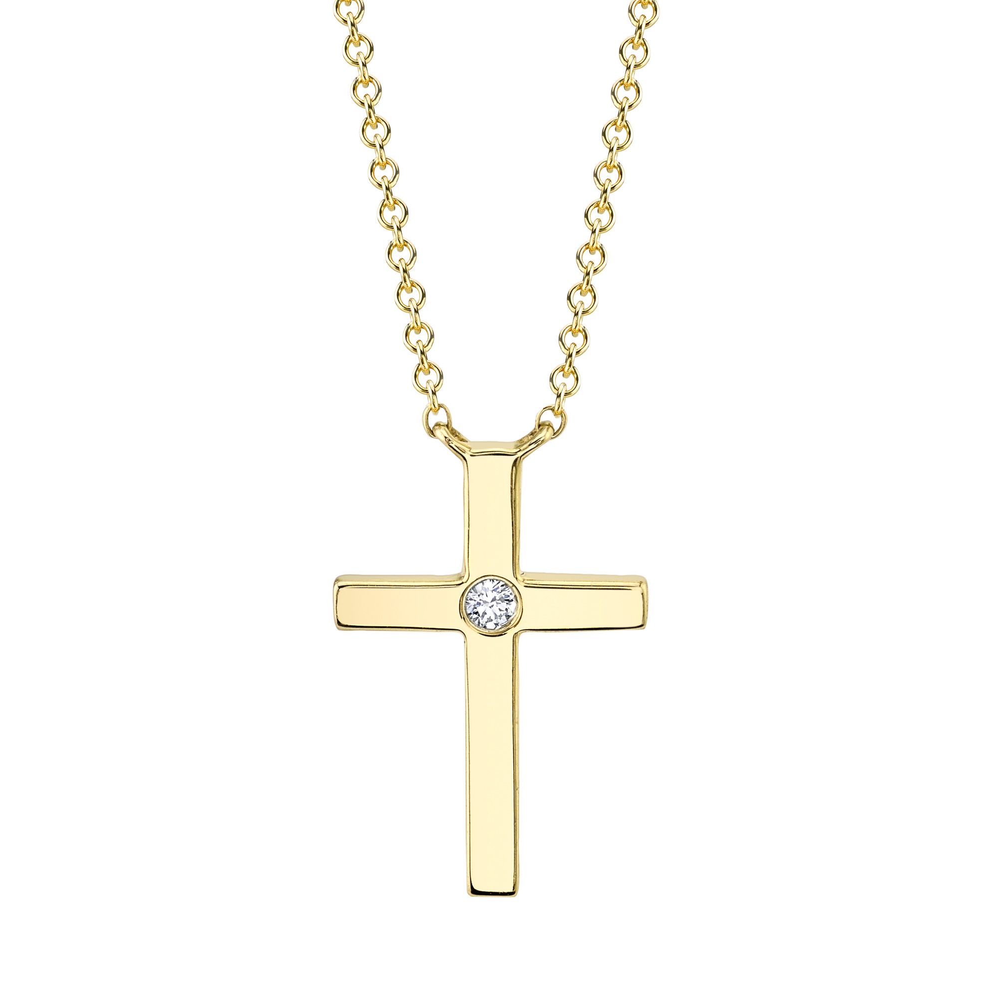 Shy Creation Diamond Accent 14k Yellow Gold Cross Necklace 825$