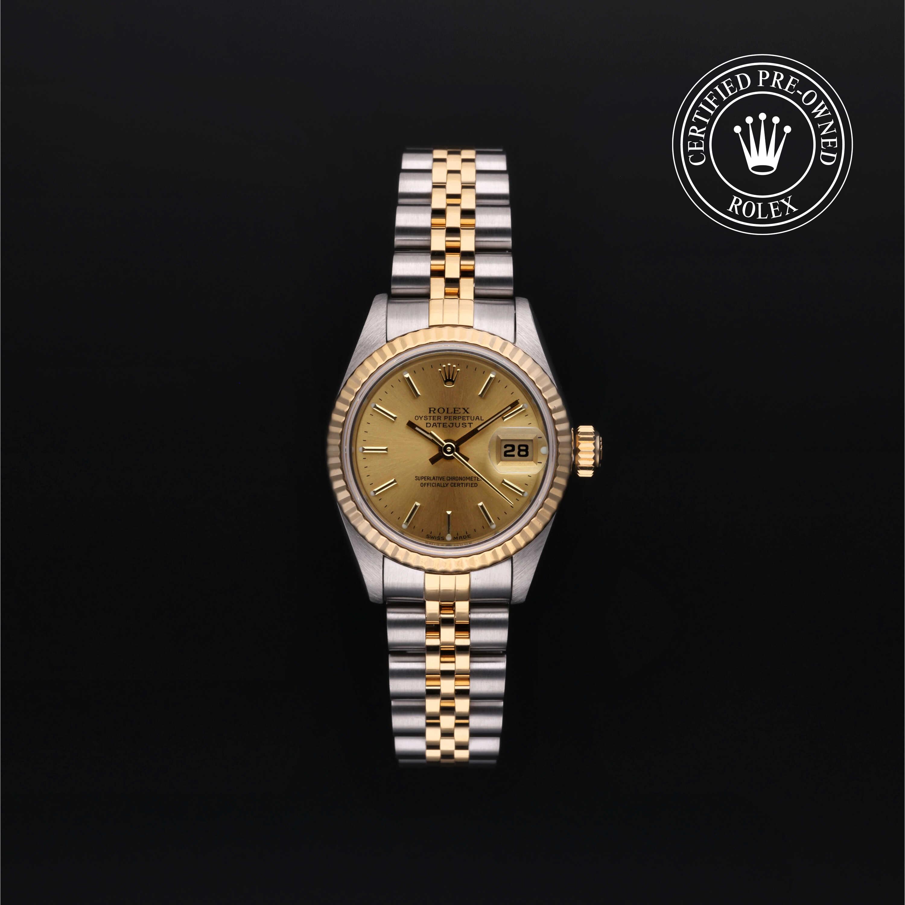 Rolex PreOwned Rolex Certified PreOwned Oyster Perpetual LadyDatejust 26 Champagne Dial 26mm 69173 Rolex PreOwned Rolex Certified PreOwned Oyster Perpetual LadyDatejust 26 Champagne Dial 26mm 69173
