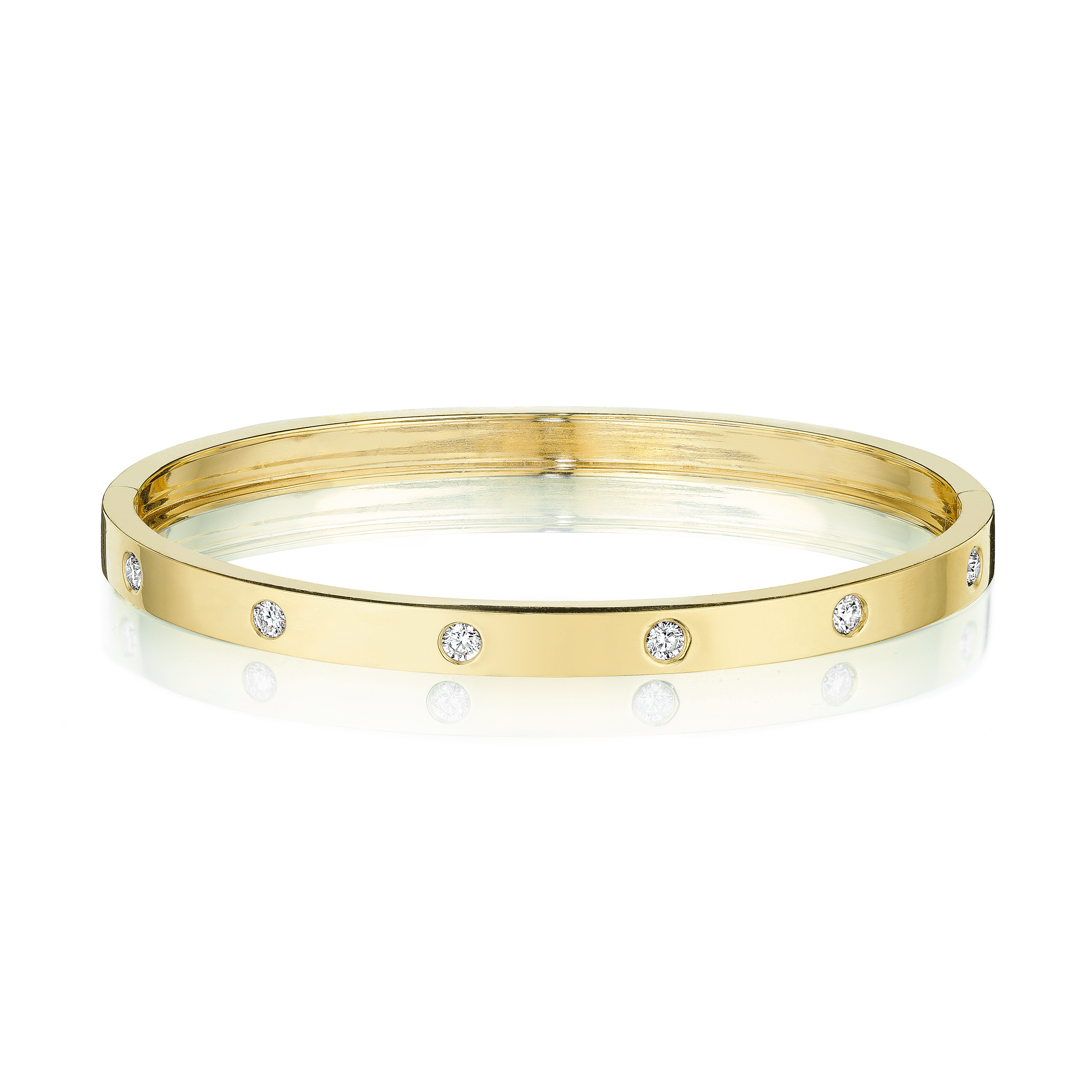 Penny Preville  3/8ctw Diamond Round Station Moderne 18k Yellow Gold Bangle Bracelet