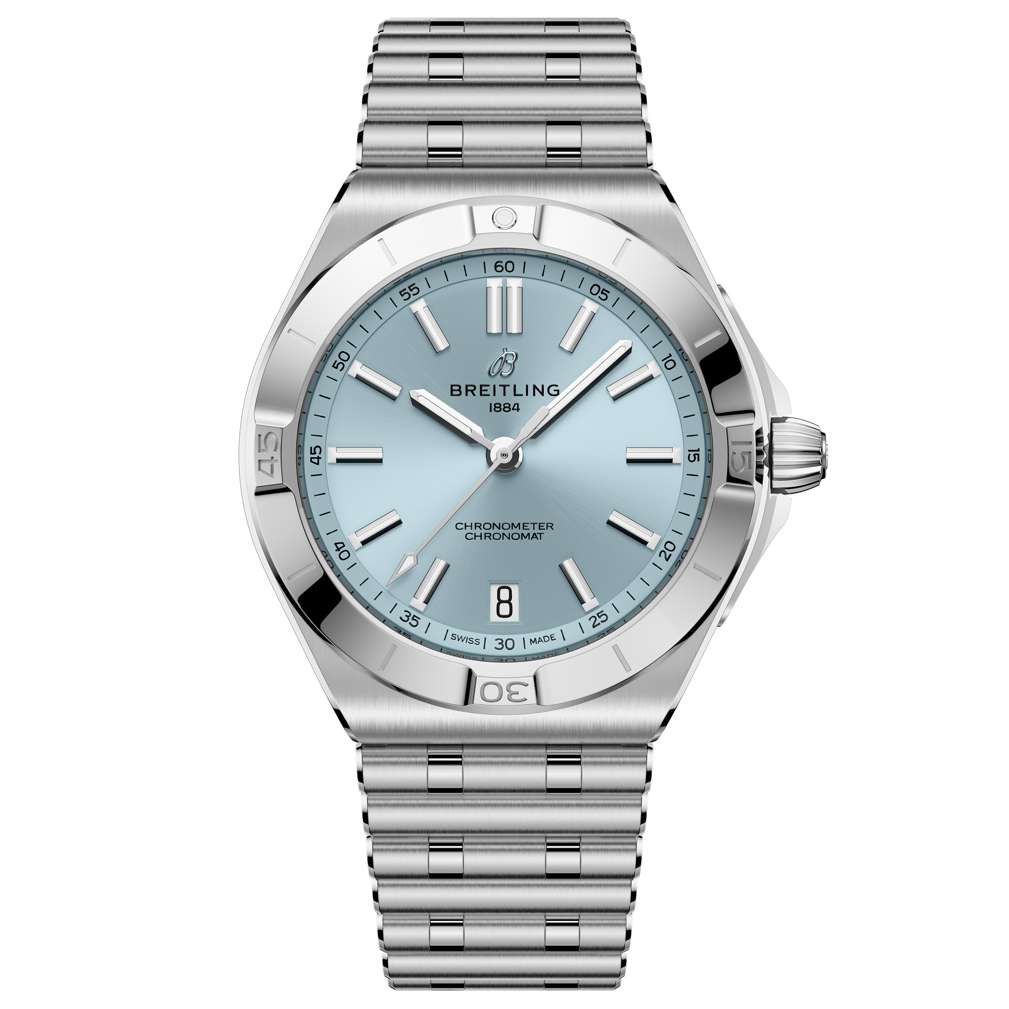 Breitling Chronomat B31 Automatic 40 Ice Blue Dial Stainless Steel and Platinum Watch 40mm PB3114101C1A1