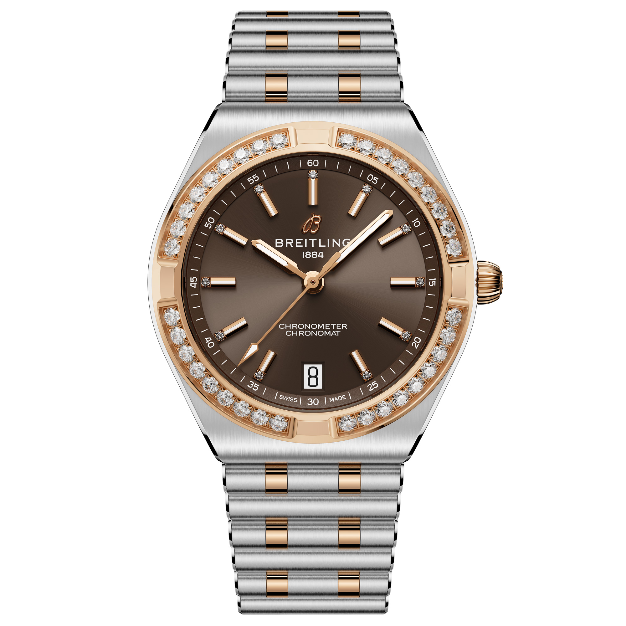 Breitling  Chronomat Automatic 36 Chocolate Brown Dial Diamond Steel and Red Gold Watch 36mm  U10320591Q1U1