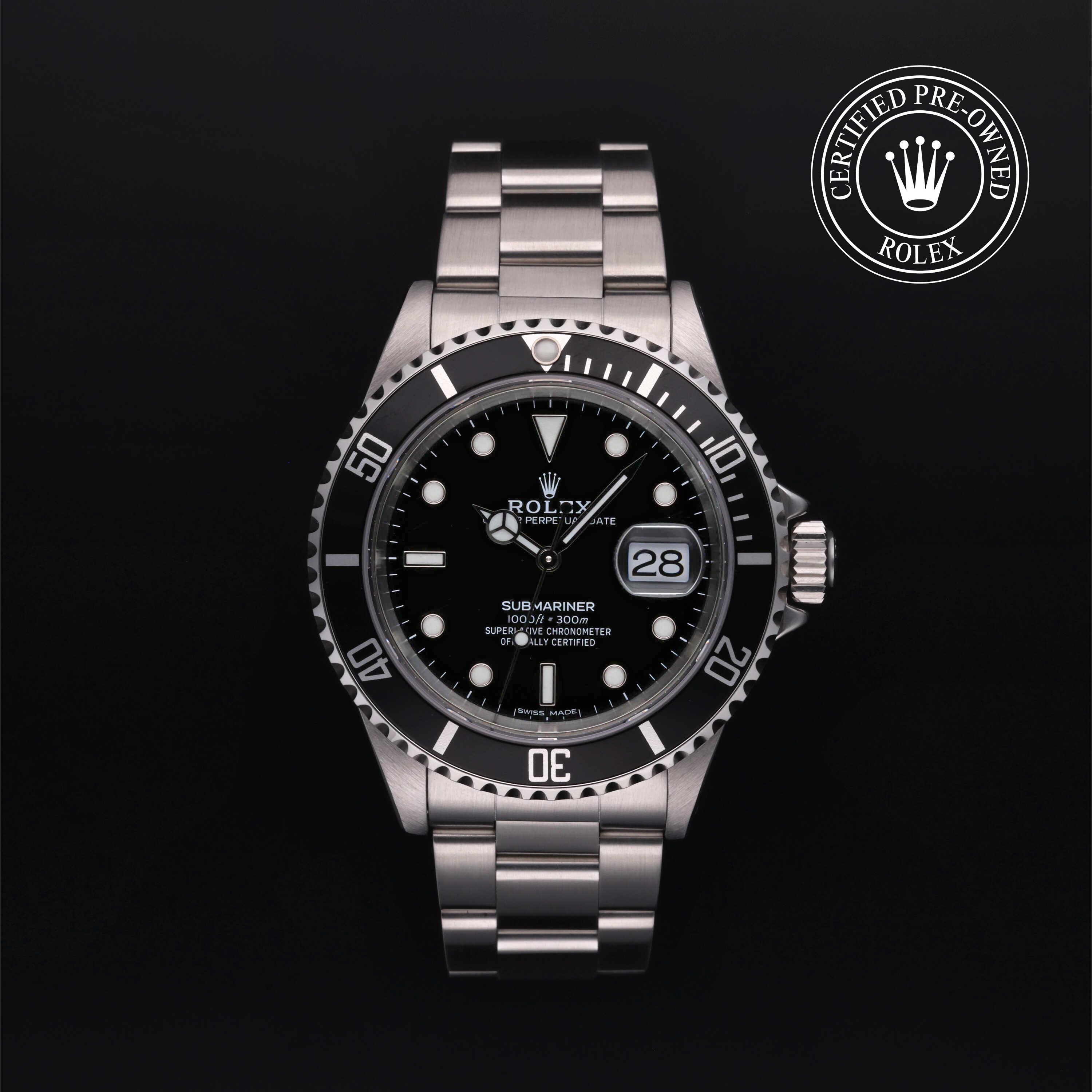 Rolex Certified Pre-Owned Oyster Perpetual Submariner Date Black Dial Watch 40mm - M16610-0004