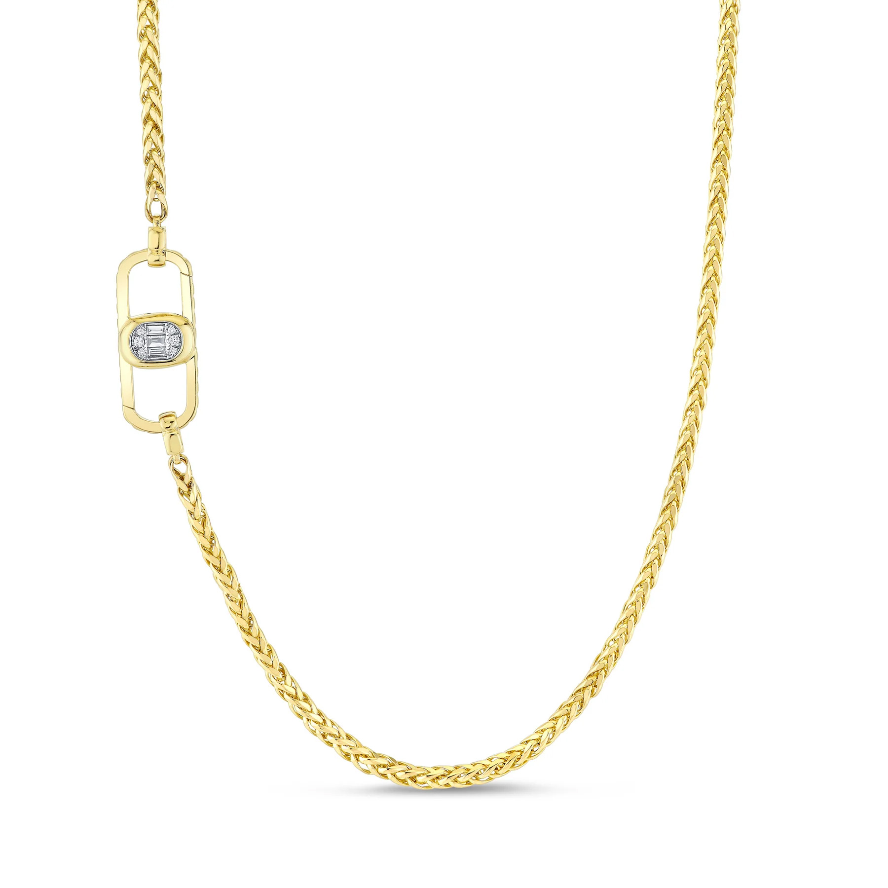 Shy Creation Men's  1/5ctw Diamond 14k Yellow Gold 3mm Wheat Chain Necklace