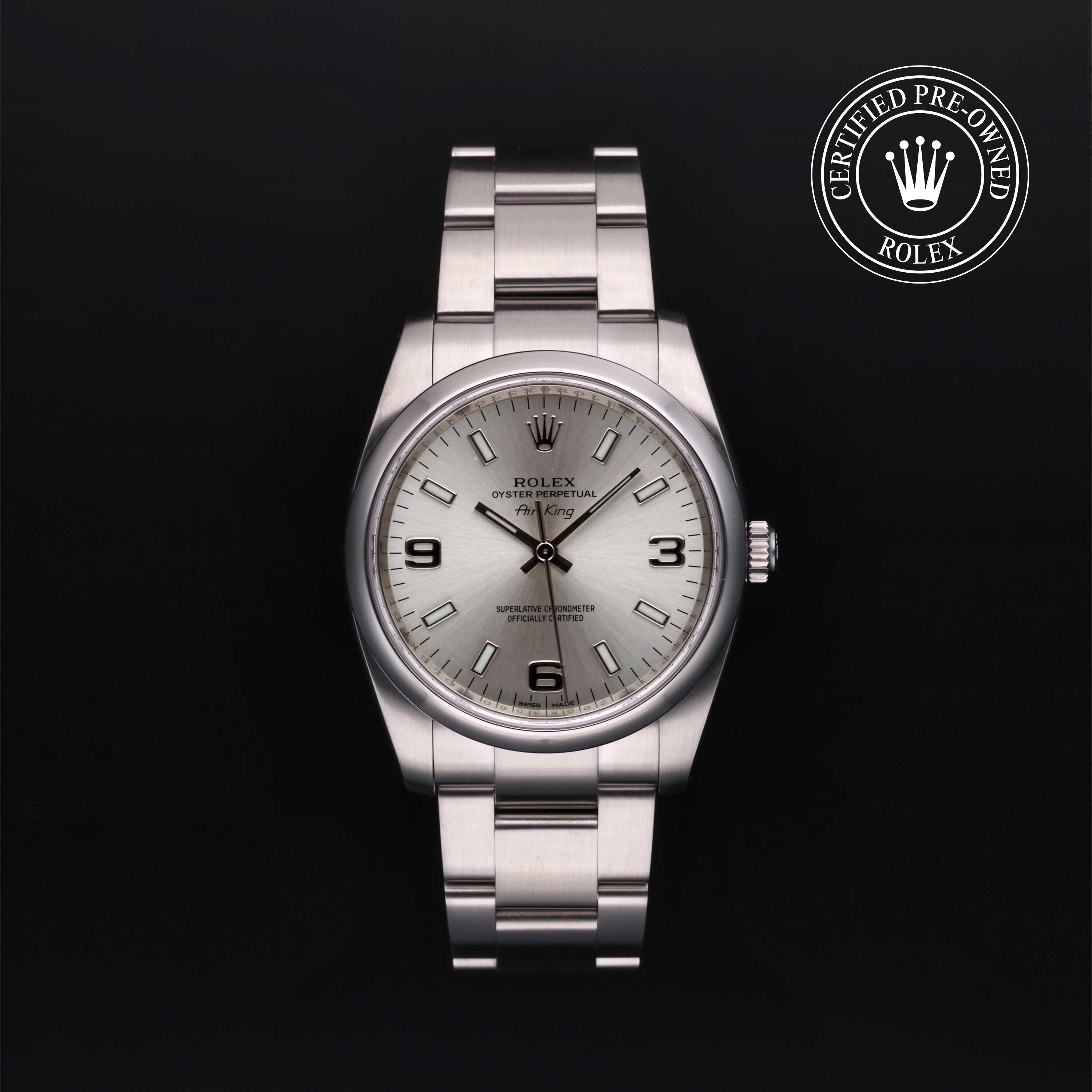 Rolex Certified Pre-Owned Oyster Perpetual 34 Silver Dial Watch 34mm - M114200-0004