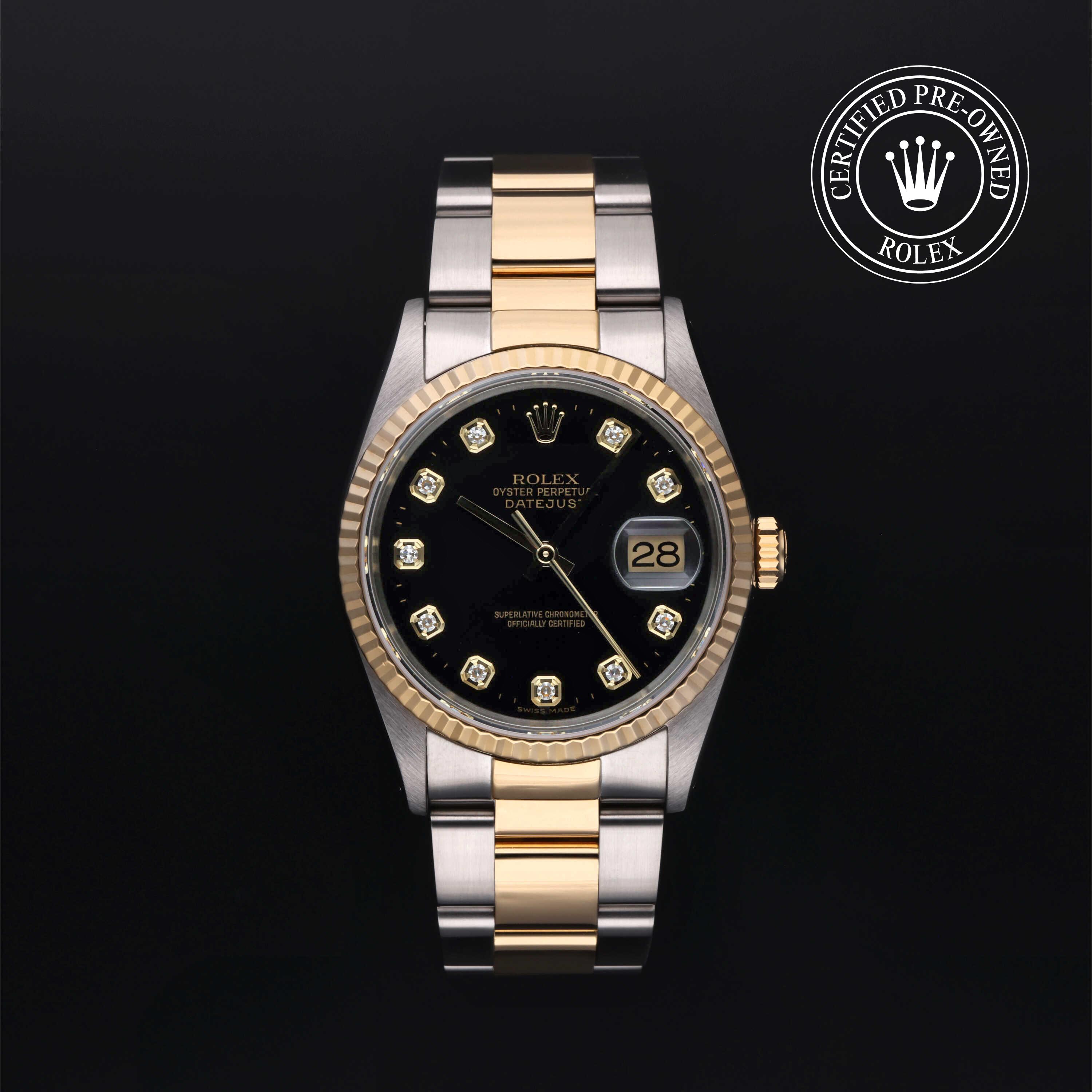 Rolex Certified Pre-Owned Oyster Perpetual Datejust 36 Black Diamond Dial Watch 36mm - M16233-0064 - Image 1