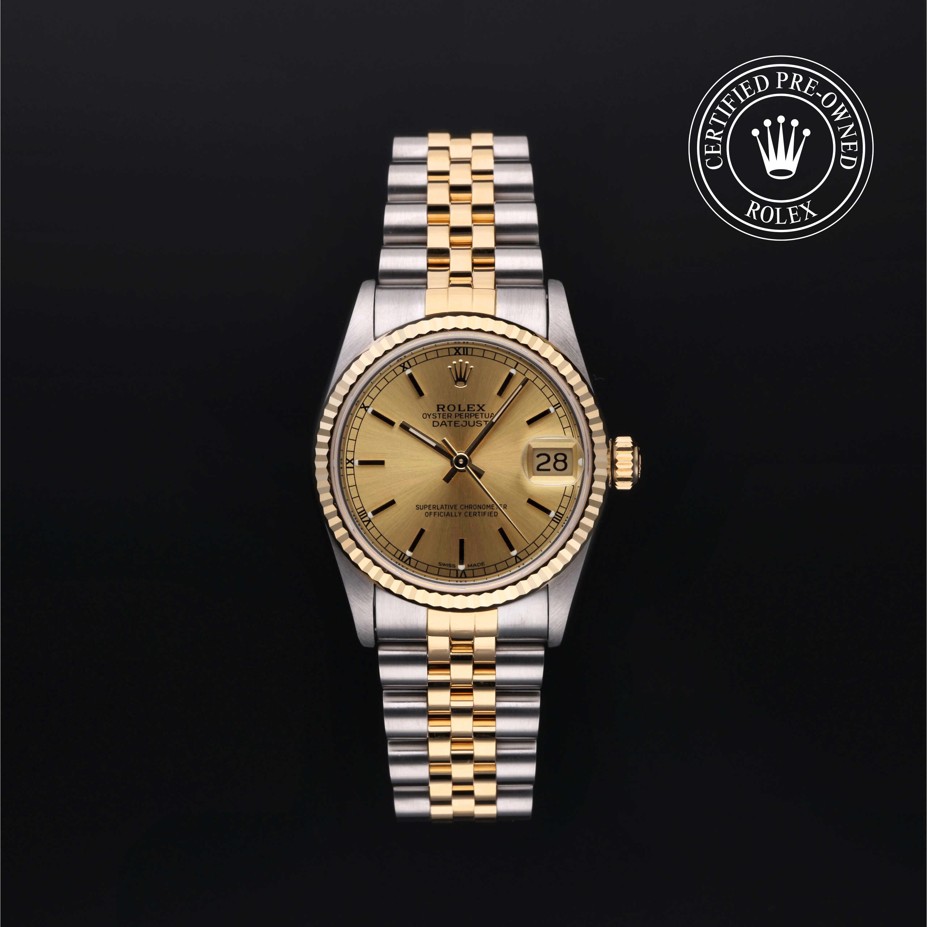 Rolex PreOwned Rolex Certified PreOwned Oyster Perpetual Datejust 31 Champagne Dial Watch 31mm  68273