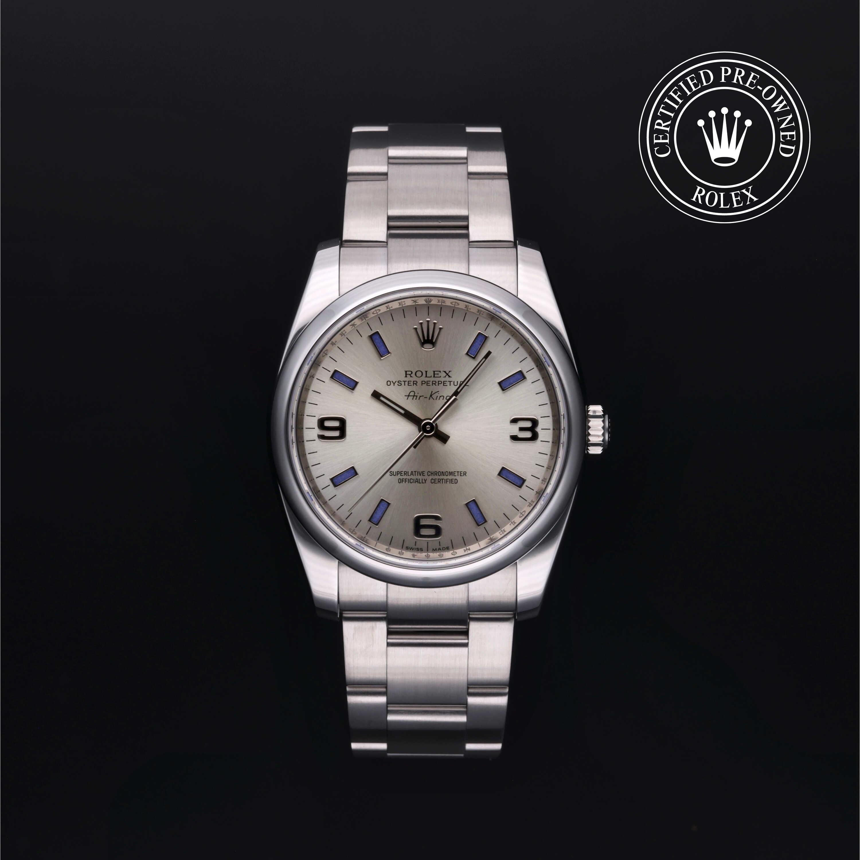 Rolex PreOwned Rolex Certified PreOwned Oyster Perpetual 34 Silver Dial Watch 34mm M1142000008 Rolex PreOwned Rolex Certified PreOwned Oyster Perpetual 34 Silver Dial Watch 34mm M1142000008