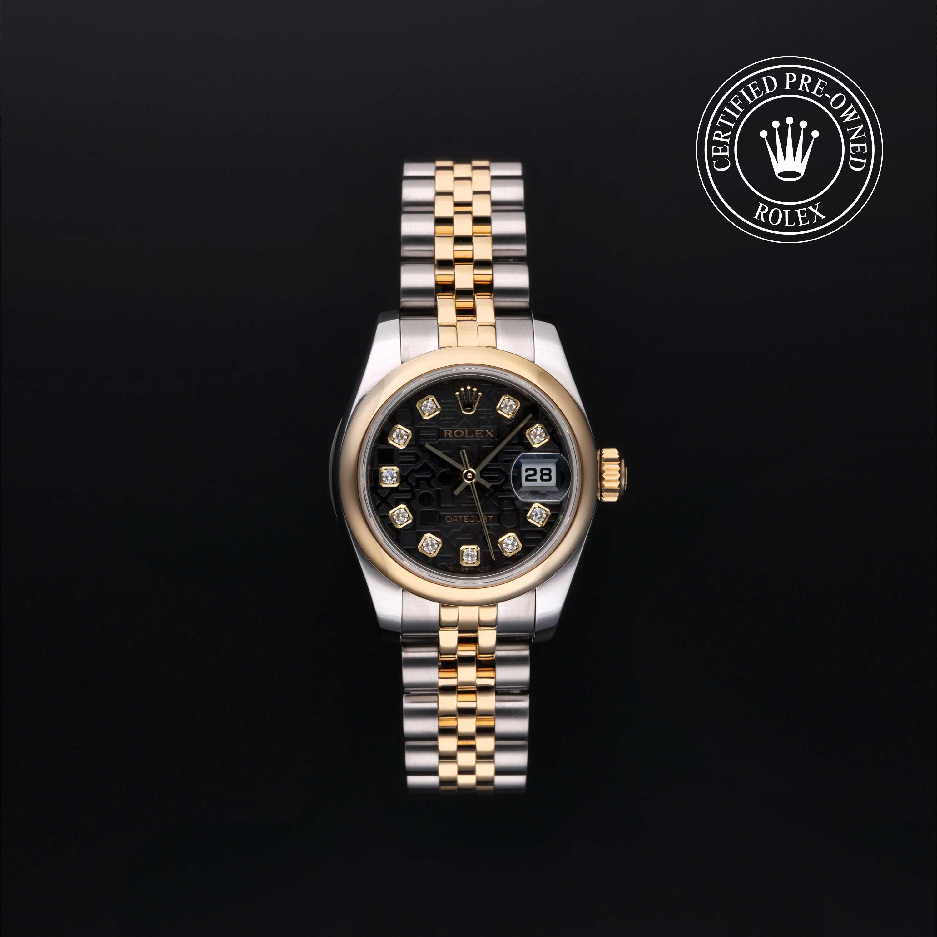 Rolex PreOwned Rolex Certified PreOwned LadyDatejust 26 Black Diamond Dial Watch 26mm M1791630102 Rolex PreOwned Rolex Certified PreOwned LadyDatejust 26 Black Diamond Dial Watch 26mm M1791630102